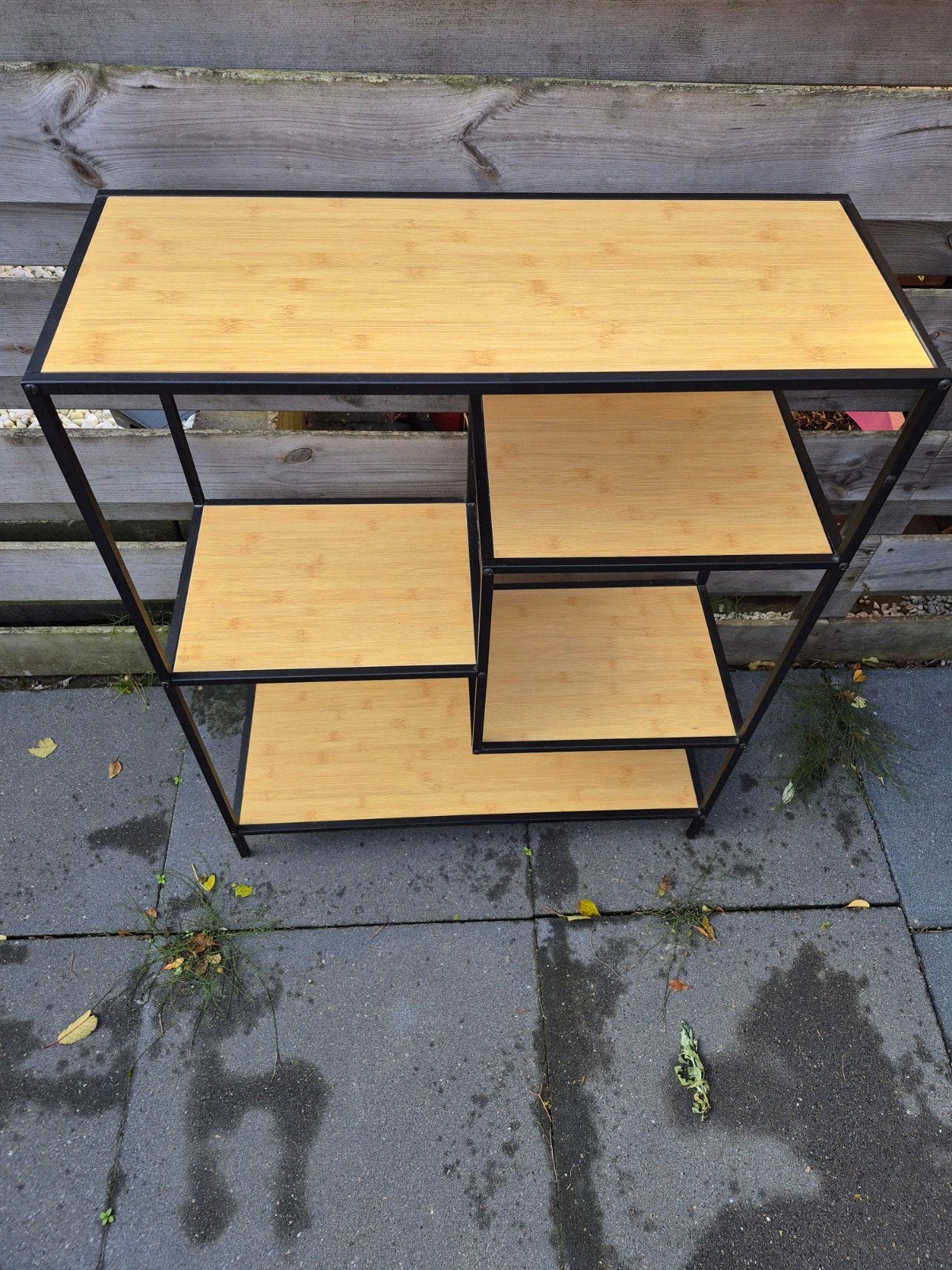 Stijlvol bamboe en metalen rek - 95x75 cm, Ophalen of Verzenden, Gebruikt