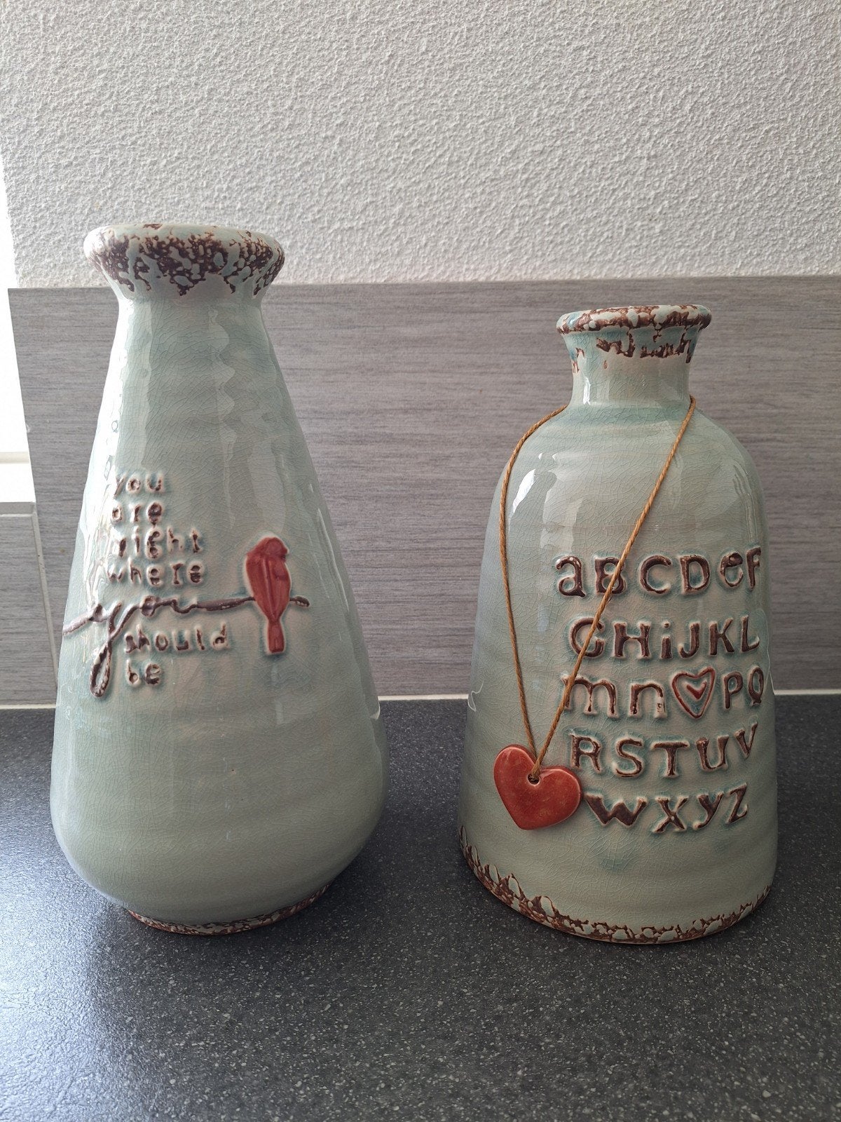 2 decoratieve kruiken, Overige kleuren, Ophalen of Verzenden, Minder dan 50 cm, Glas