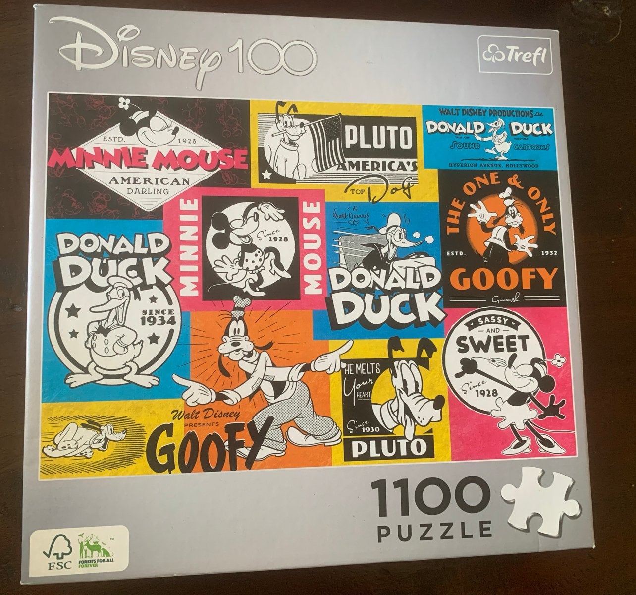 Disney 100 Trefl Legpuzzel 1100 stukjes Mickey Donald Goofy, Hobby en Vrije tijd, Denksport en Puzzels, Ophalen of Verzenden, 500 t/m 1500 stukjes