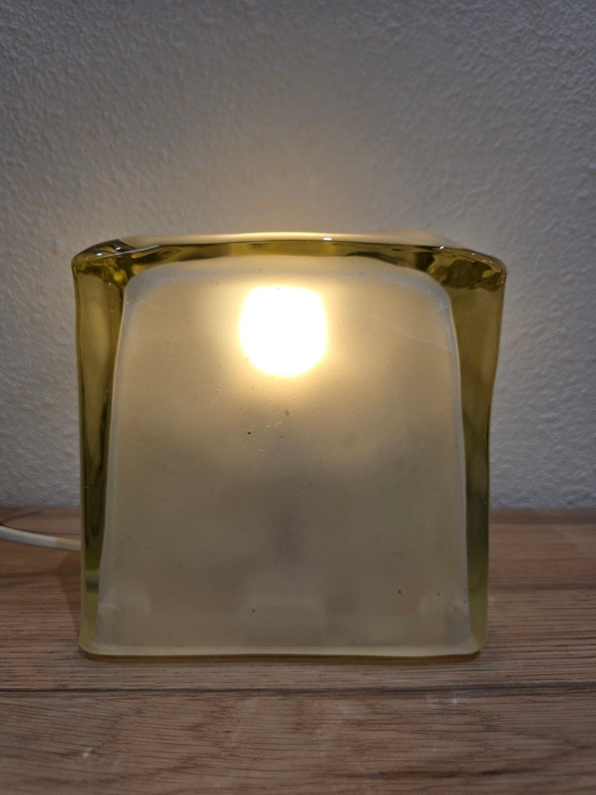 ikea Iviken ijsblok lamp vierkante glazen tafellamp, Figuurlamp, Gebruikt, E14 (klein), Ophalen of Verzenden