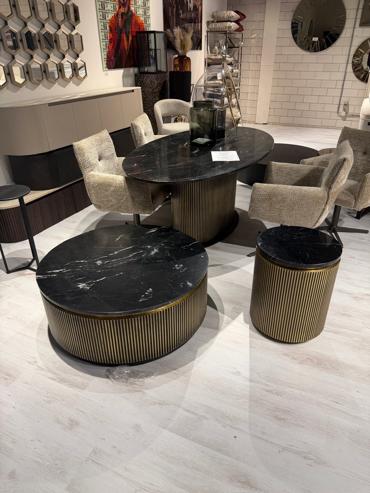 Eettafel & Salontafel Set - Marmer complete set uitverkoop, Huis en Inrichting, Japandi, 100 tot 150 cm, Ophalen of Verzenden