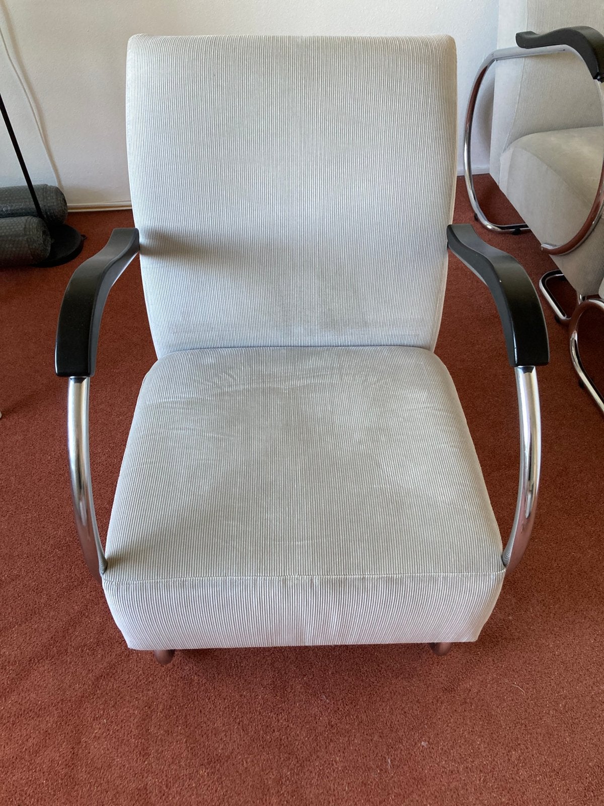 Stoel design Dikkert van Dykmeyer grijze ribstof, Ophalen, Gebruikt, 75 tot 100 cm, 50 tot 75 cm