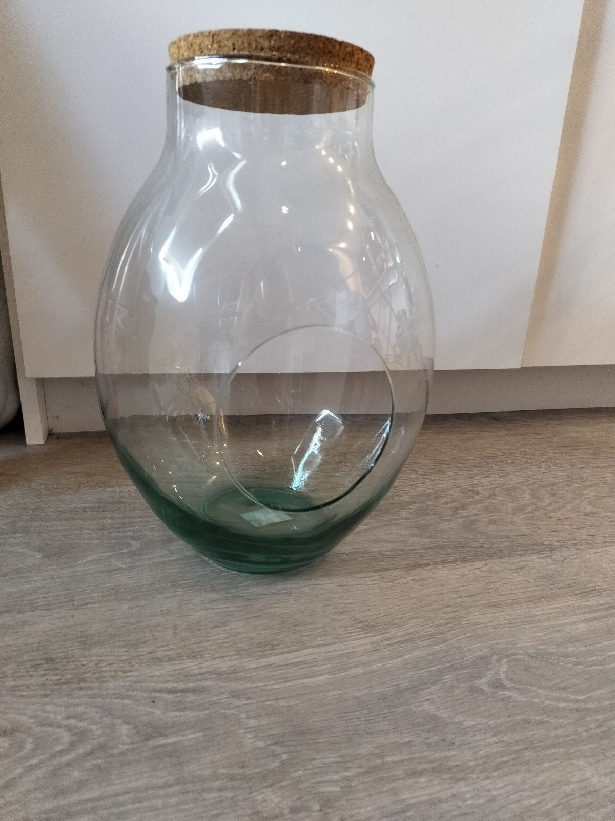 Mooie glazen pot met opening, Huis en Inrichting, Glas, Ophalen, Zo goed als nieuw, Met kurk