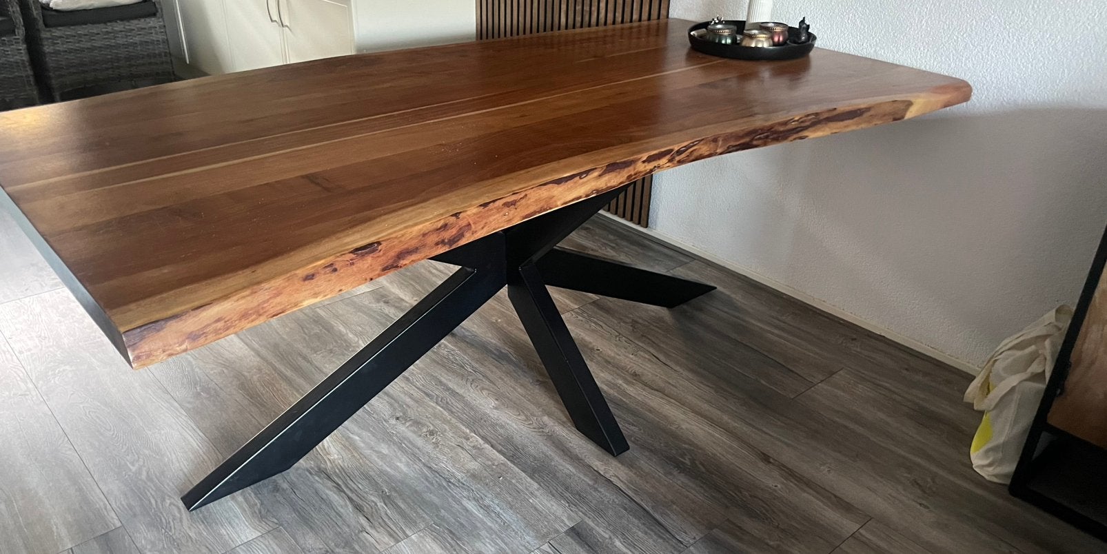Massieve boomstamtafel 200x100x5, Ophalen, 200 cm of meer, 50 tot 100 cm, Zo goed als nieuw