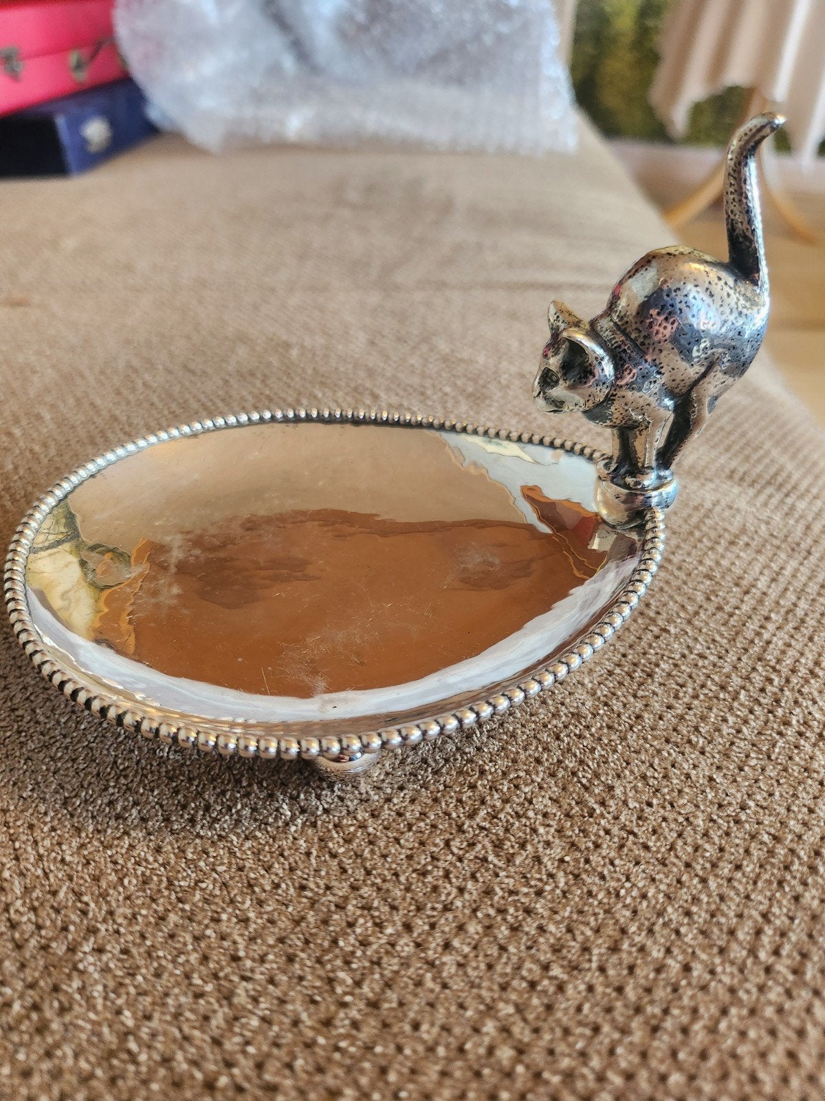 Kat vist bij vijver Bouwman zilvermeester, Ophalen of Verzenden, Zilver