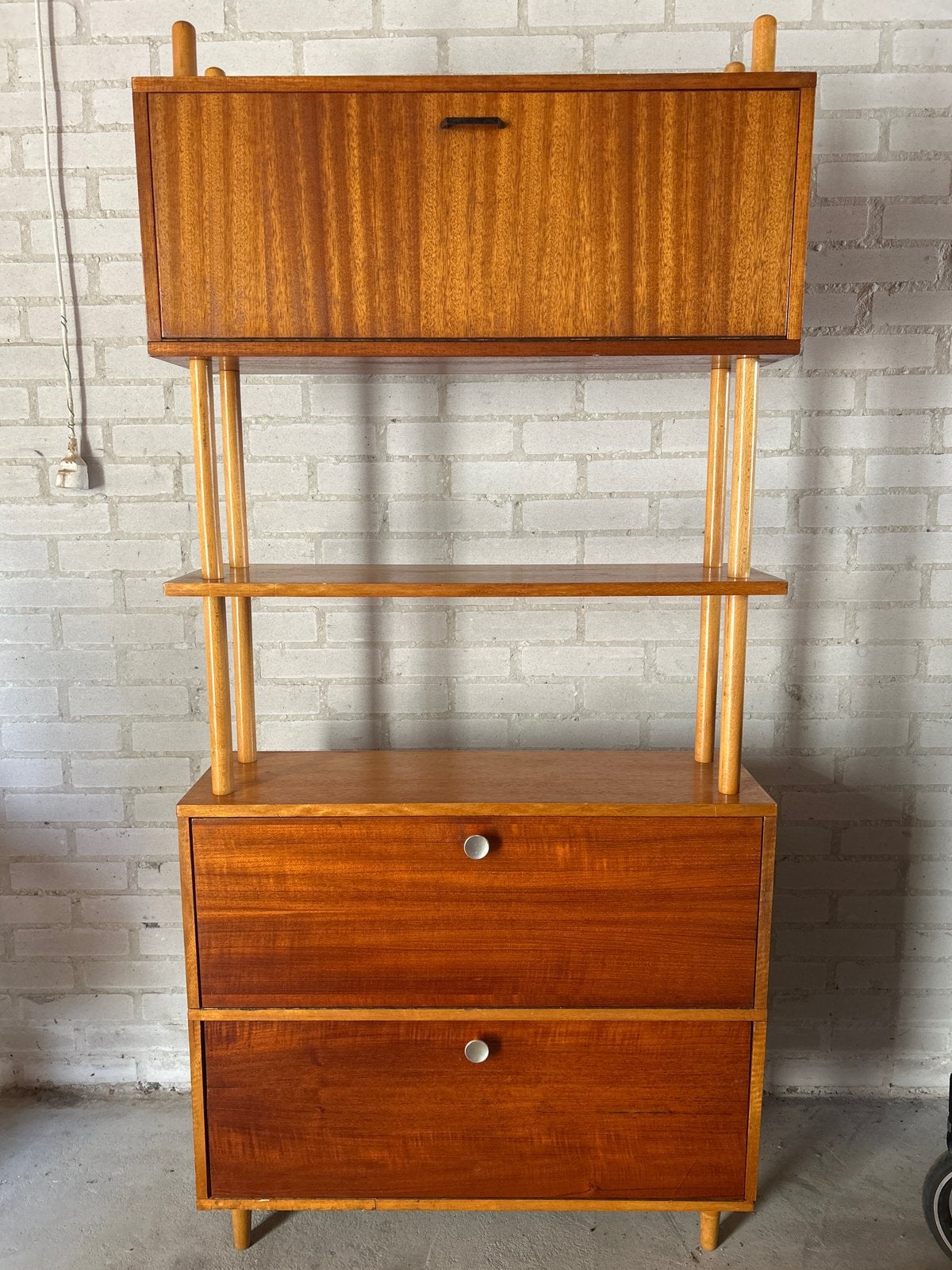 Vintage Teak Wandkast - Semi Modulair, Ophalen, Gebruikt, Teakhout, Minder dan 150 cm