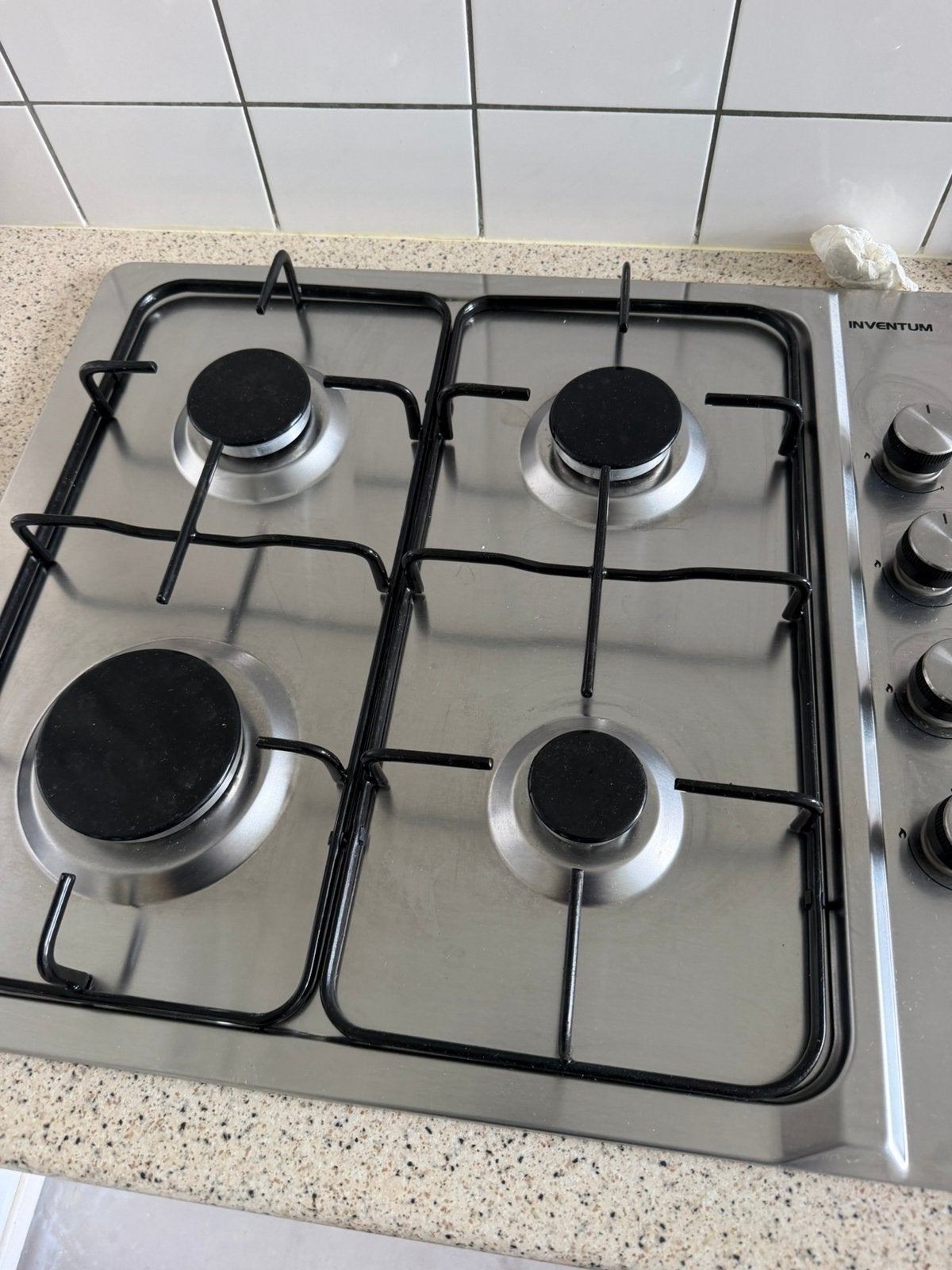 Inventum IKG6011RVS inbouw gaskookplaat 59 cm, Ophalen, 4 kookzones, Zo goed als nieuw, Inbouw