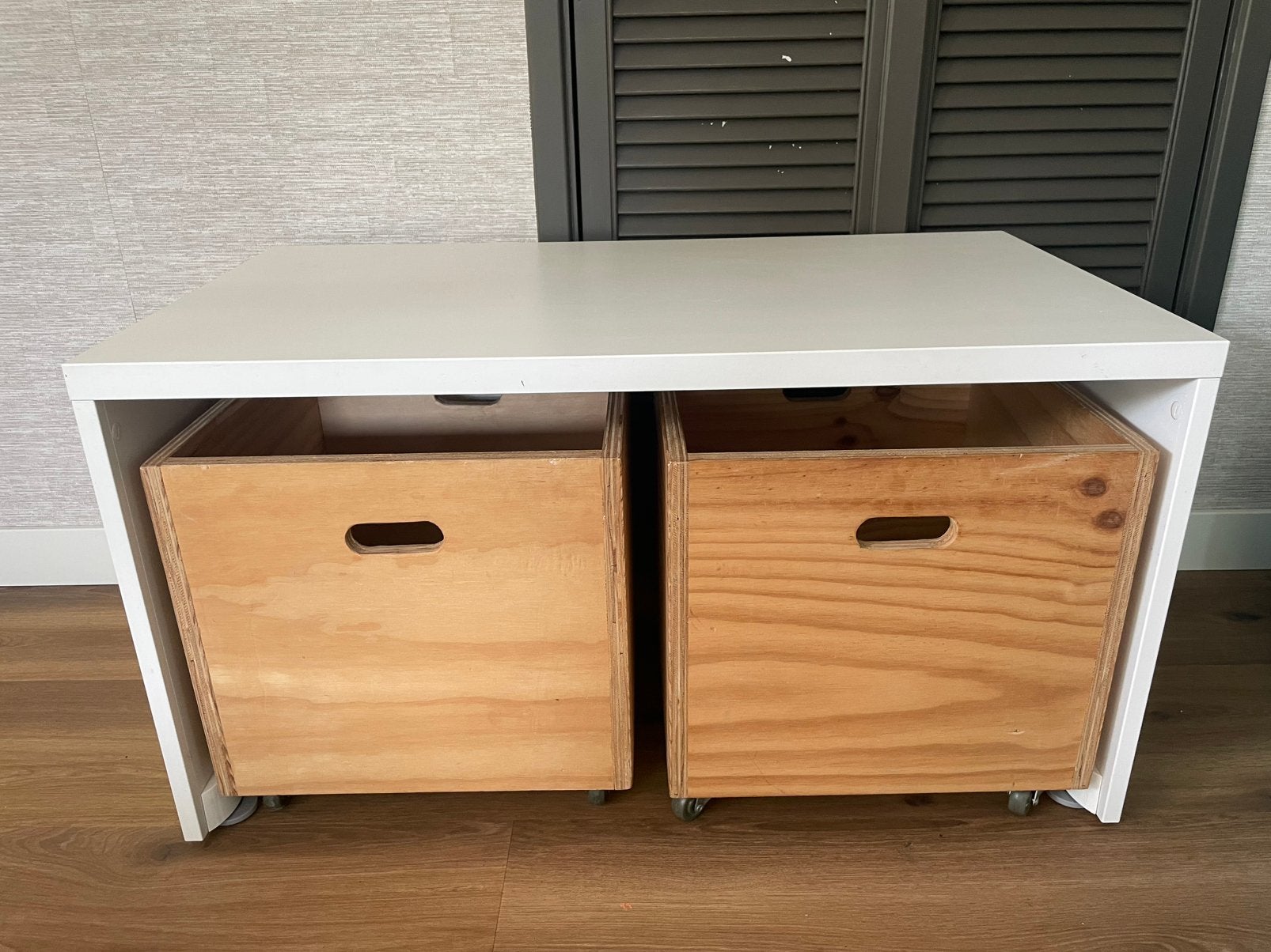 Ikea tafel met houten bakken, Huis en Inrichting, Tafels | Salontafels, Ophalen, Ikea, Ikea, 50 tot 100 cm