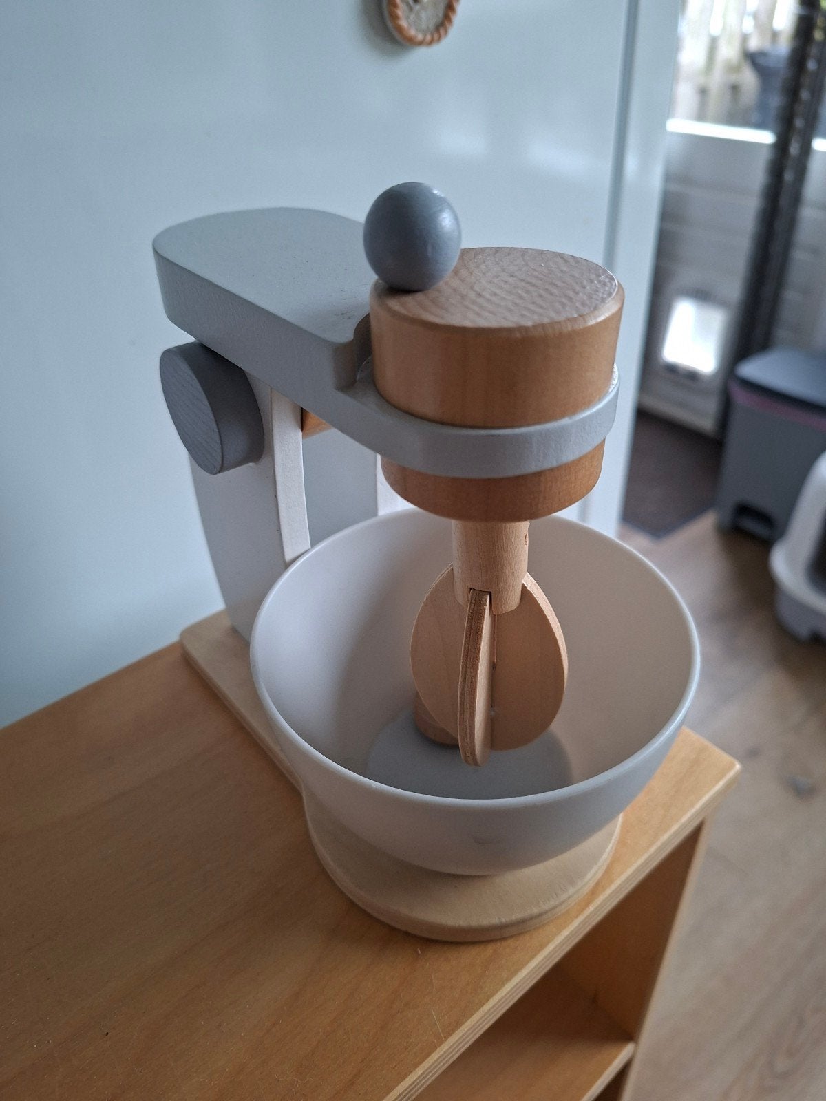 Houten speelgoed keukenapparatuur set, Ophalen of Verzenden, Zo goed als nieuw, Meubelstuk of Keukentje