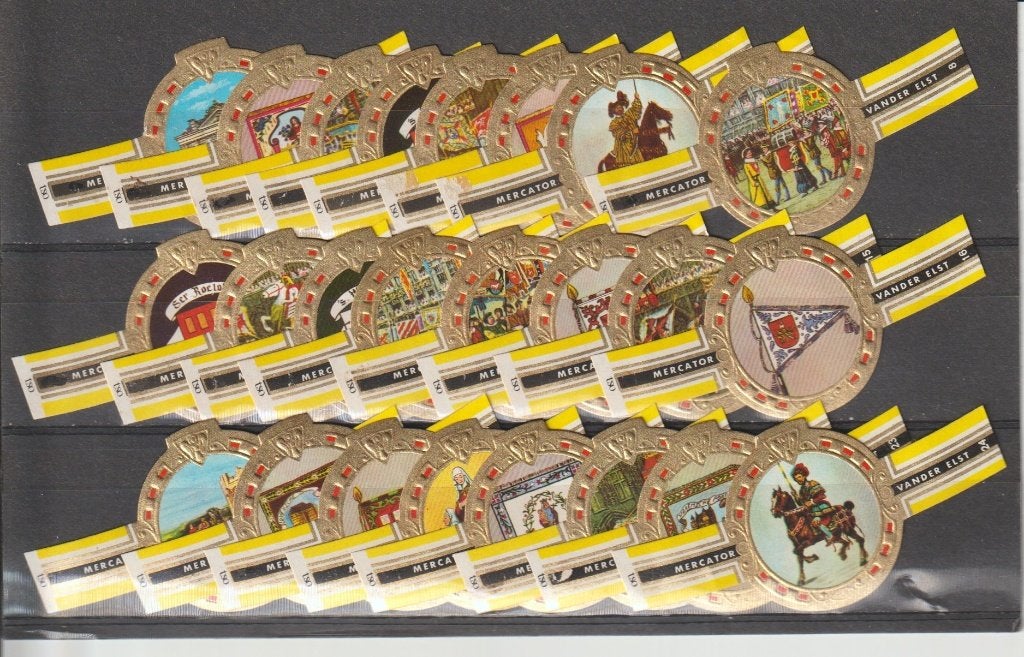 reeks 590   ommegang   1-24    sigarenbanden, Verzamelen, Ophalen of Verzenden, Zo goed als nieuw, Sigarenbandjes