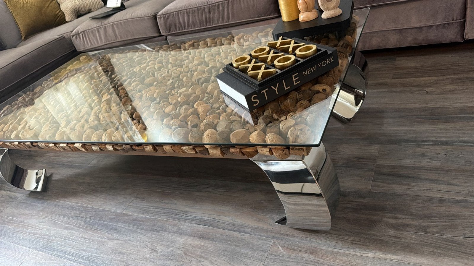 SALONTAFEL Luxe Rofra Home Driftwood, Glas, Ophalen of Verzenden, Zo goed als nieuw, Modern, Uniek, Natuurlijk