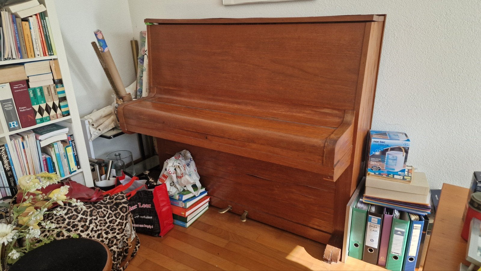 Duitse staande piano met ivoren toetsen, Muziek en Instrumenten, Ophalen, Gebruikt, Bruin, Piano