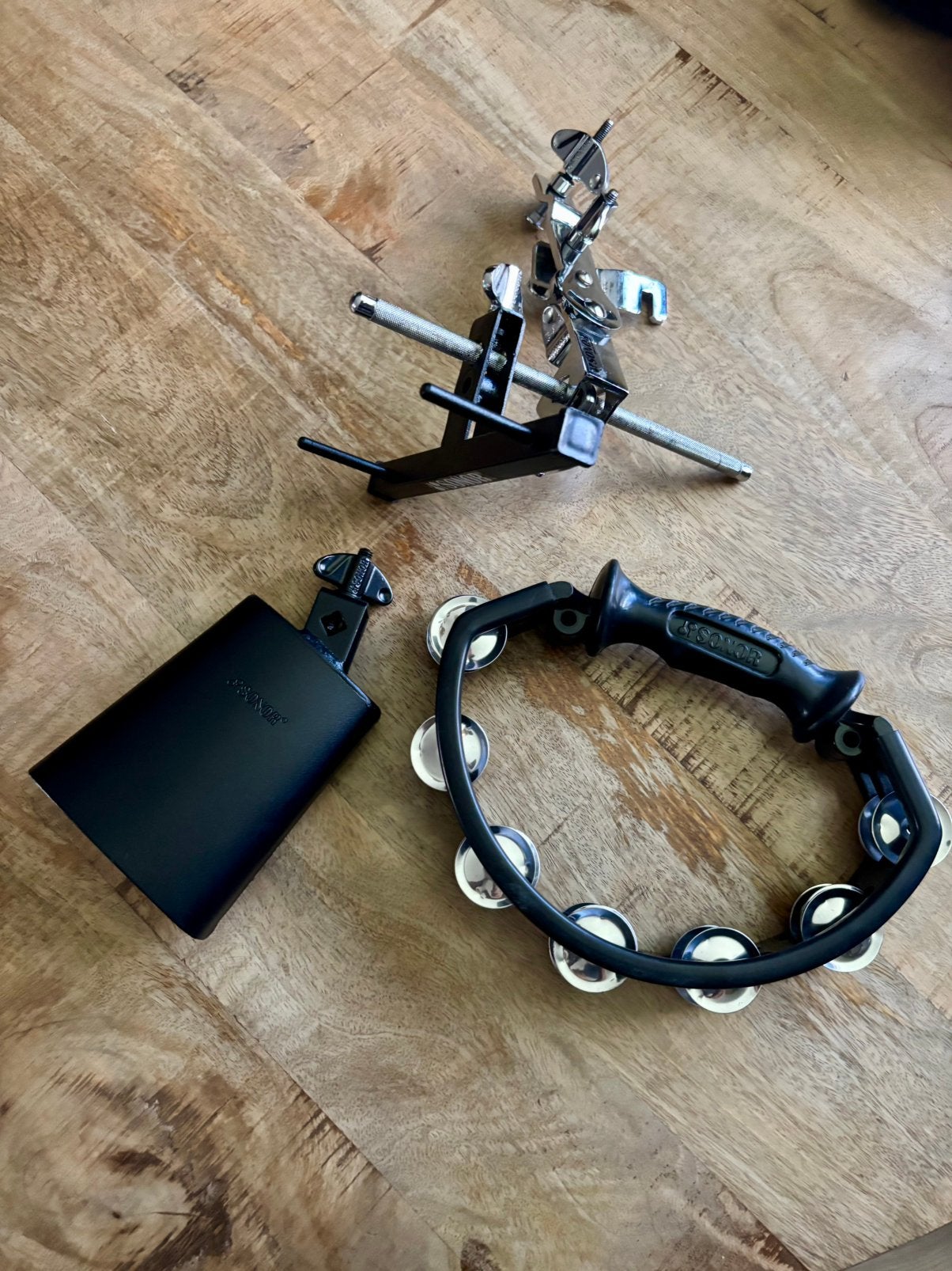 Cowbell en Tambourijn incl. verstelbare houder (Sonor), Ophalen of Verzenden, Overige soorten