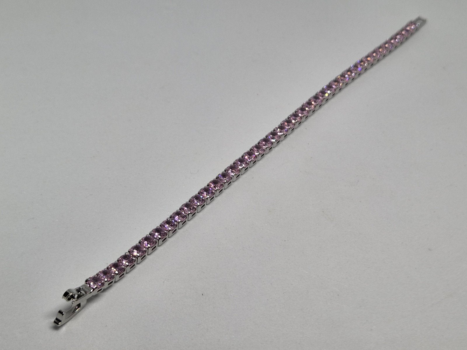 925 zilver armband zirkonia 19cm NIEUW 5.4 gram 4mm, Ophalen of Verzenden, Nieuw, Roze, Zilver