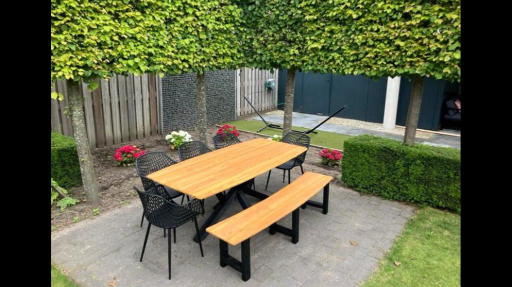 Tuintafel tuinbank tuinset tafel bank ovaal, Ophalen of Verzenden, Nieuw, Hout