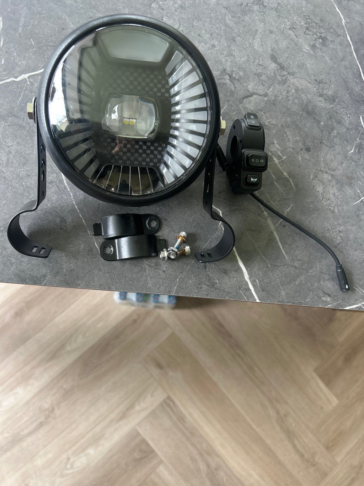 Ronde LED Koplamp met Schakelaar voor Motor/Scooter, Motoren, Ophalen of Verzenden, Zo goed als nieuw