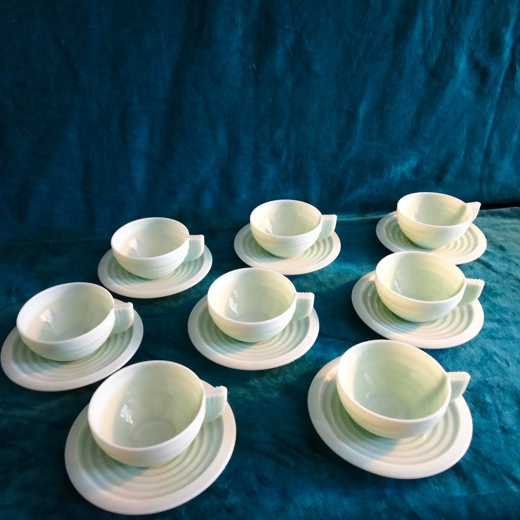 Frans opaline art deco stijl kop en schotels, Verzenden