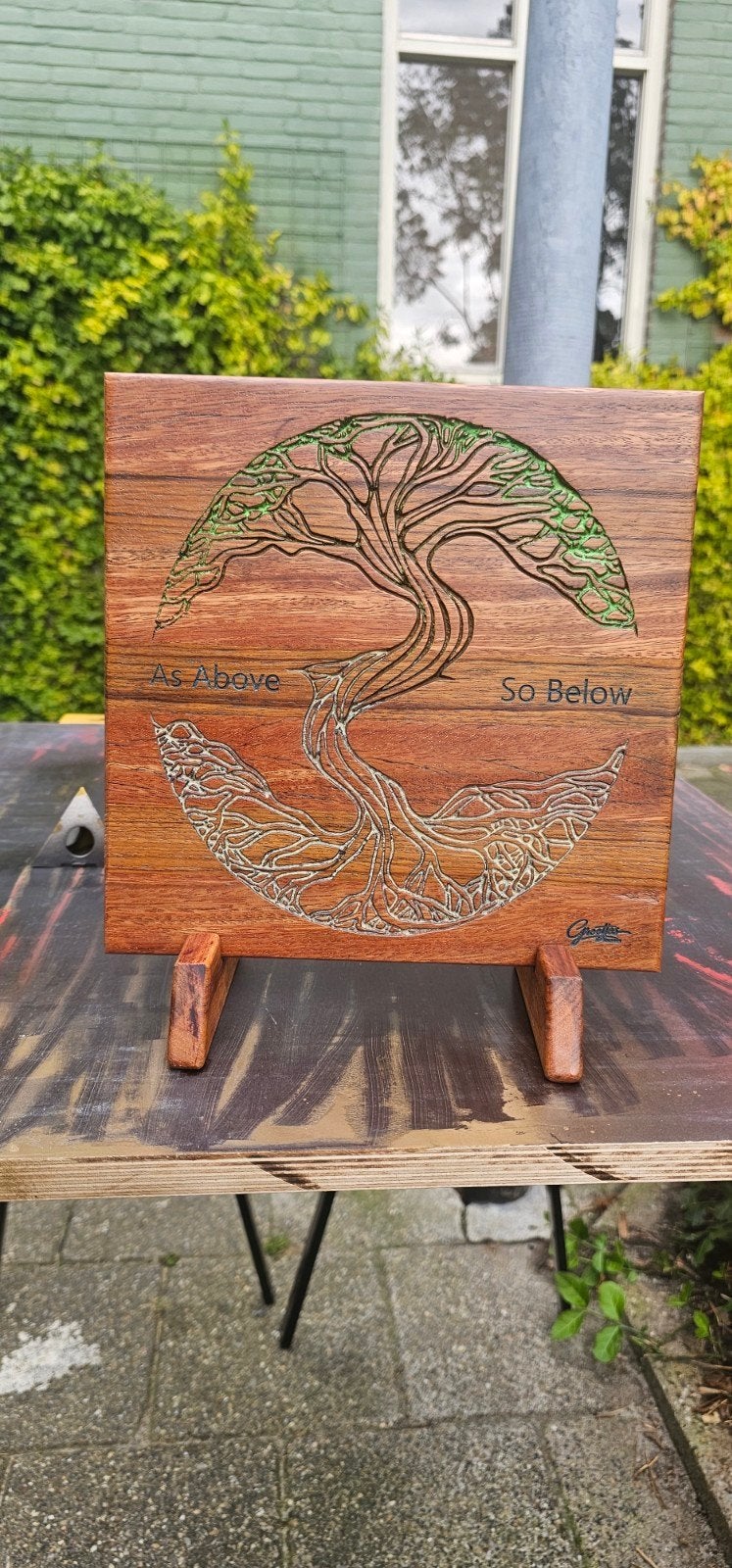 .Houten decoratiepaneel 'As Above, So Below' met levensboom, Huis en Inrichting, Hout, Overige stijlen, Nieuw, Ophalen of Verzenden