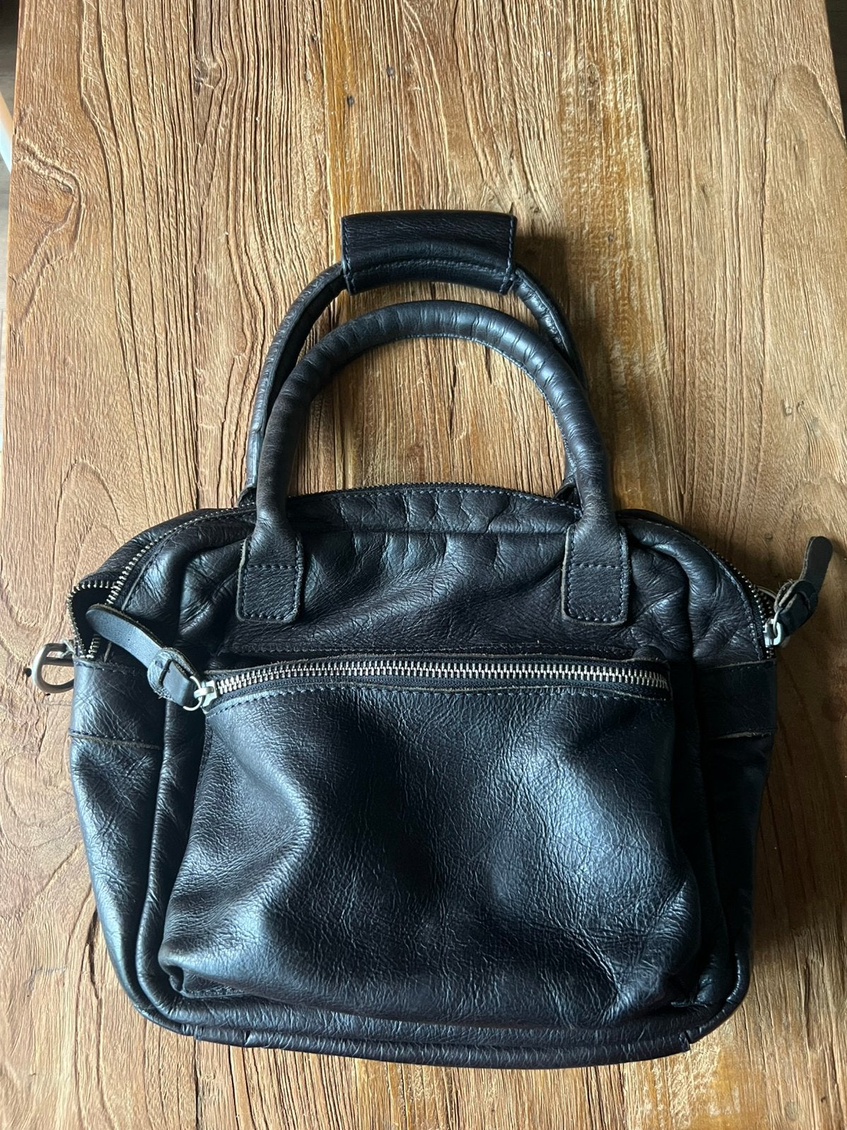 Cowboys bag zwart leren tas handtas, Ophalen of Verzenden, Gebruikt, Zwart, Handtas