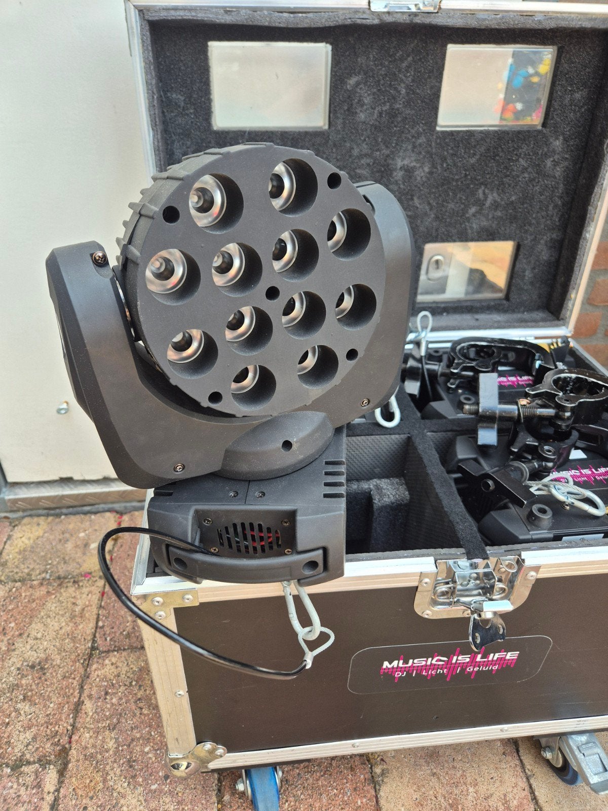 4x led beam 12x12 led movingheads met flightcase!, Ophalen, Gebruikt