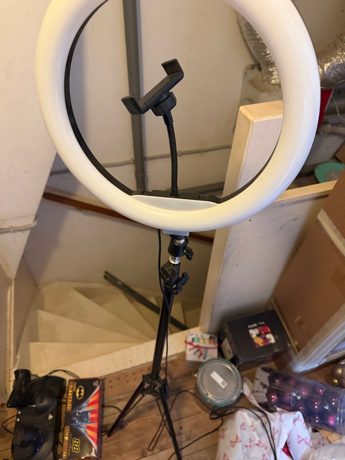 Ringlamp met statief en telefoonhouder, Ophalen of Verzenden, Zo goed als nieuw, Verstelbaar, Overige merken