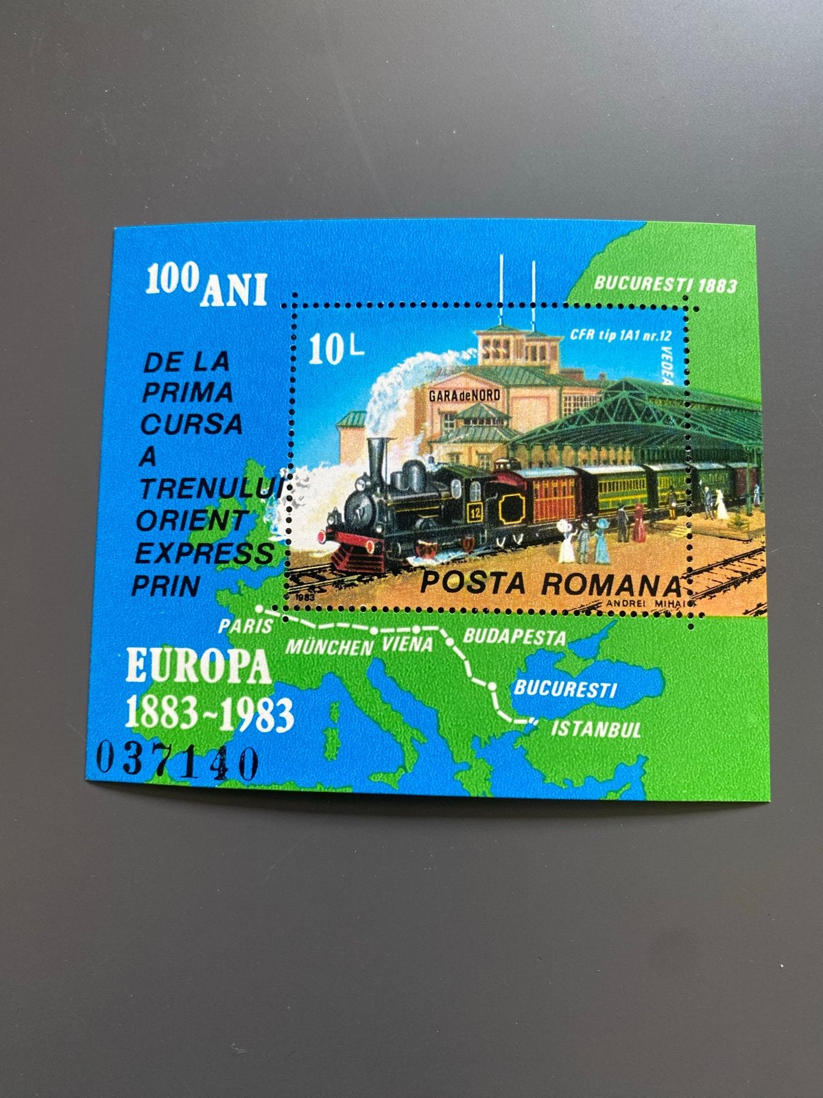 Roemenië 1983 blokje 100 jaar Oriënt Express postfris, Ophalen of Verzenden, Overige landen, Postfris