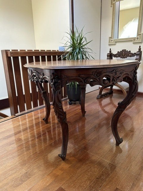 Mahonie Willem III tafel , ca 1880, Ophalen