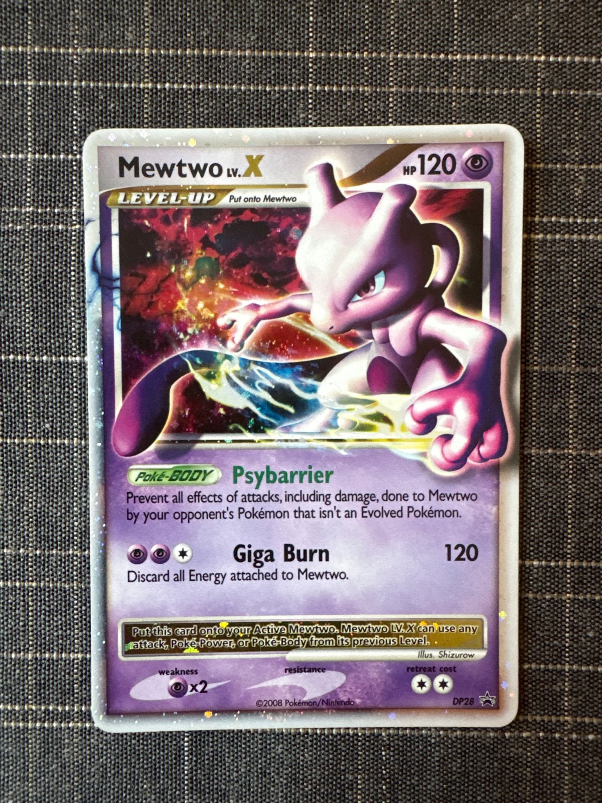 Mewtwo LV.X DP28 Promo 2008 - EXC 2/2, Hobby en Vrije tijd, Ophalen of Verzenden, Zo goed als nieuw, Losse kaart, Foil