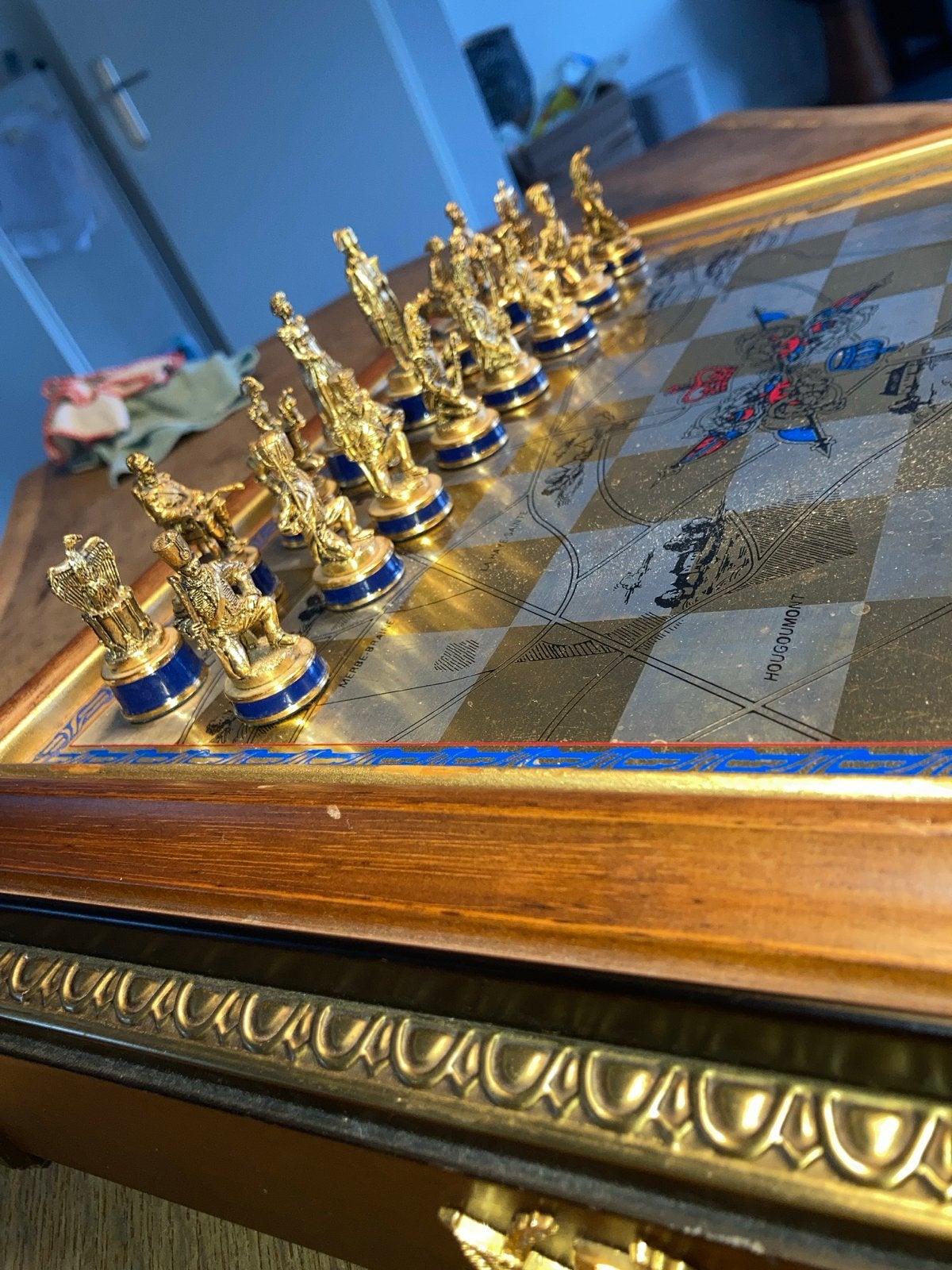 Luxe Schaakbord Slag bij Waterloo Goud, Een of twee spelers, Ophalen of Verzenden, Gebruikt