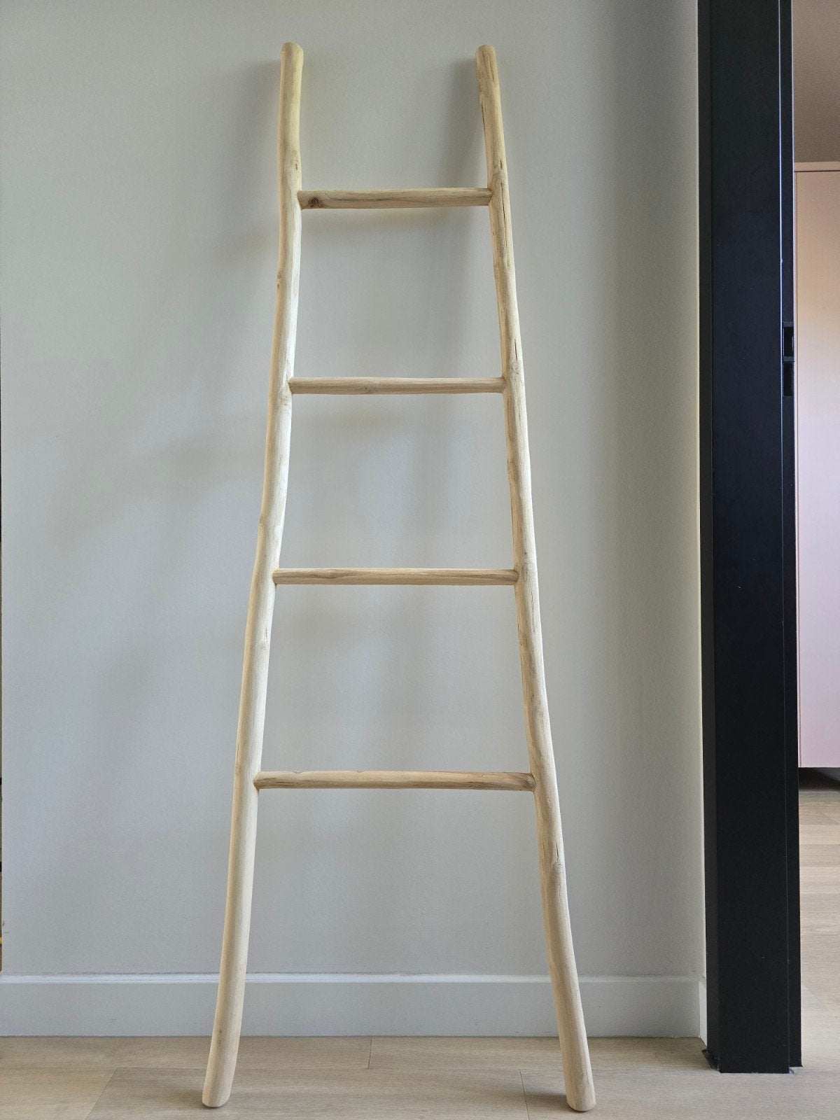 Decoratieve houten ladder - Teak, Ophalen, Hout, Beige, Landelijk