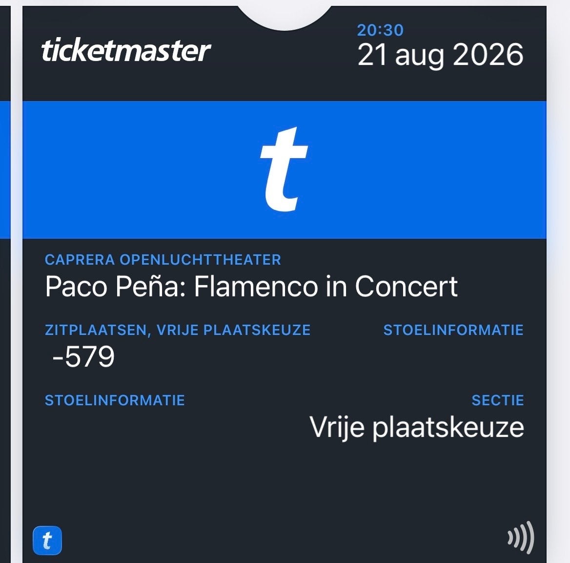 2 kaartjes voor Paco Peña in Caprera, Twee personen, Augustus