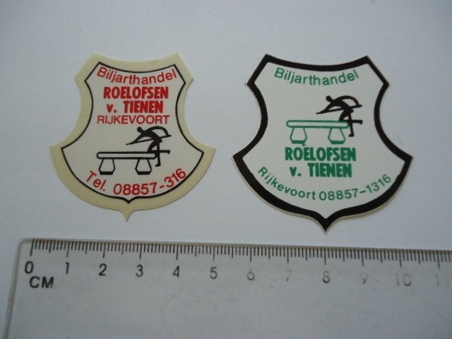 sticker oud Rijkevoort biljart Roelofsen Tienen billard retr, Verzenden, Zo goed als nieuw, Bedrijf of Vereniging