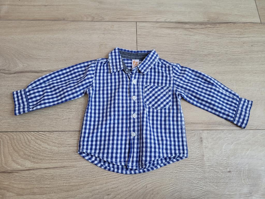 FRENDZ blauw geruit overhemd maat 68 ~ MS3006, Kinderen en Baby's, Babykleding | Maat 68, Gebruikt, Frendz, Ophalen of Verzenden