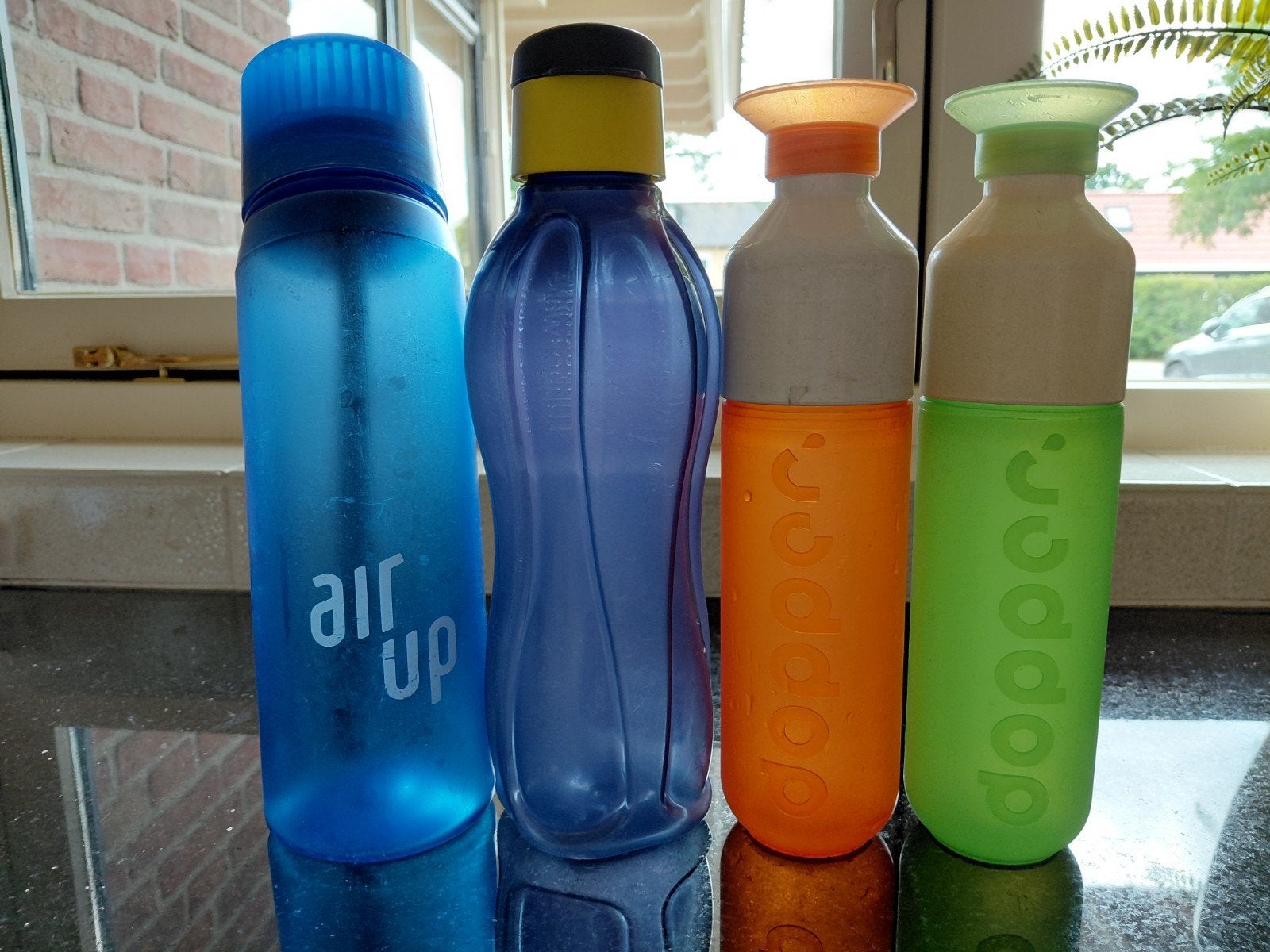 Vier waterflessen, Ophalen of Verzenden, Gebruikt