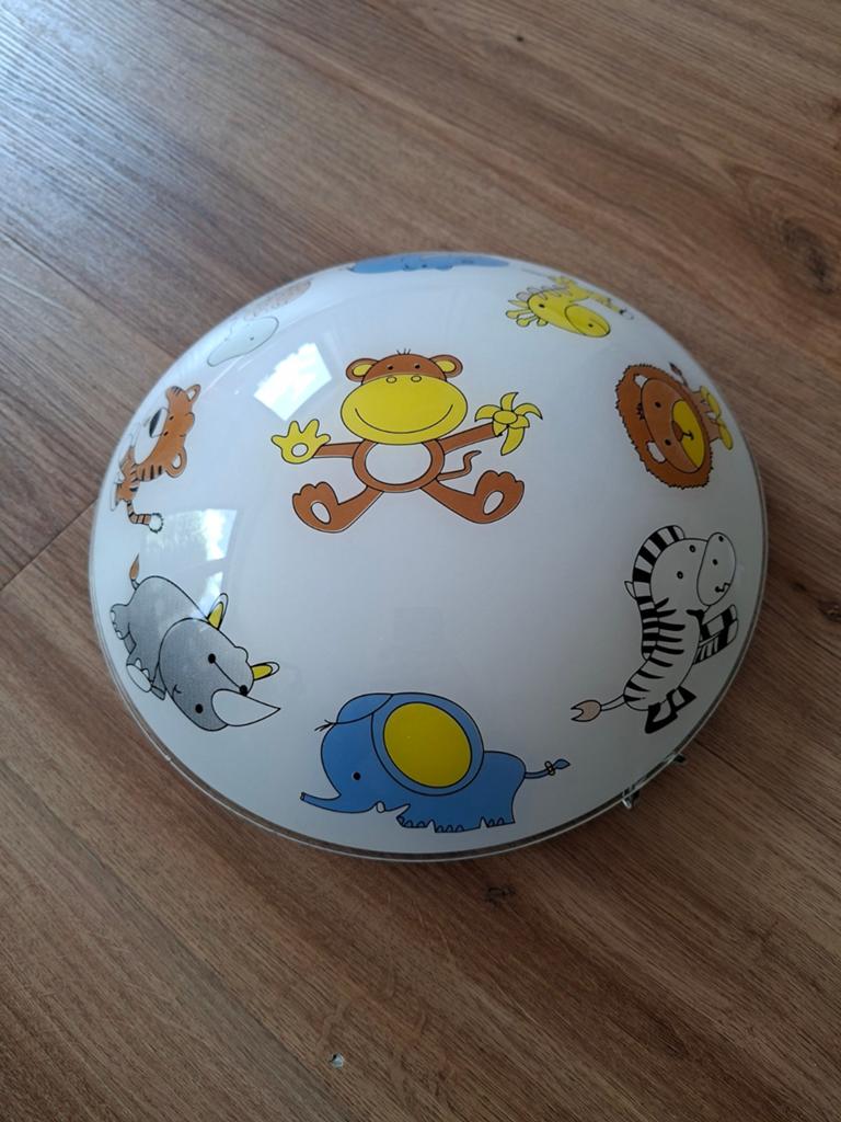 Plafonnière kinderkamer met dierenprint, Huis en Inrichting, Lampen | Plafondlampen, Ophalen, Zo goed als nieuw, Kunststof, Kinderlijk, Dieren, Speels