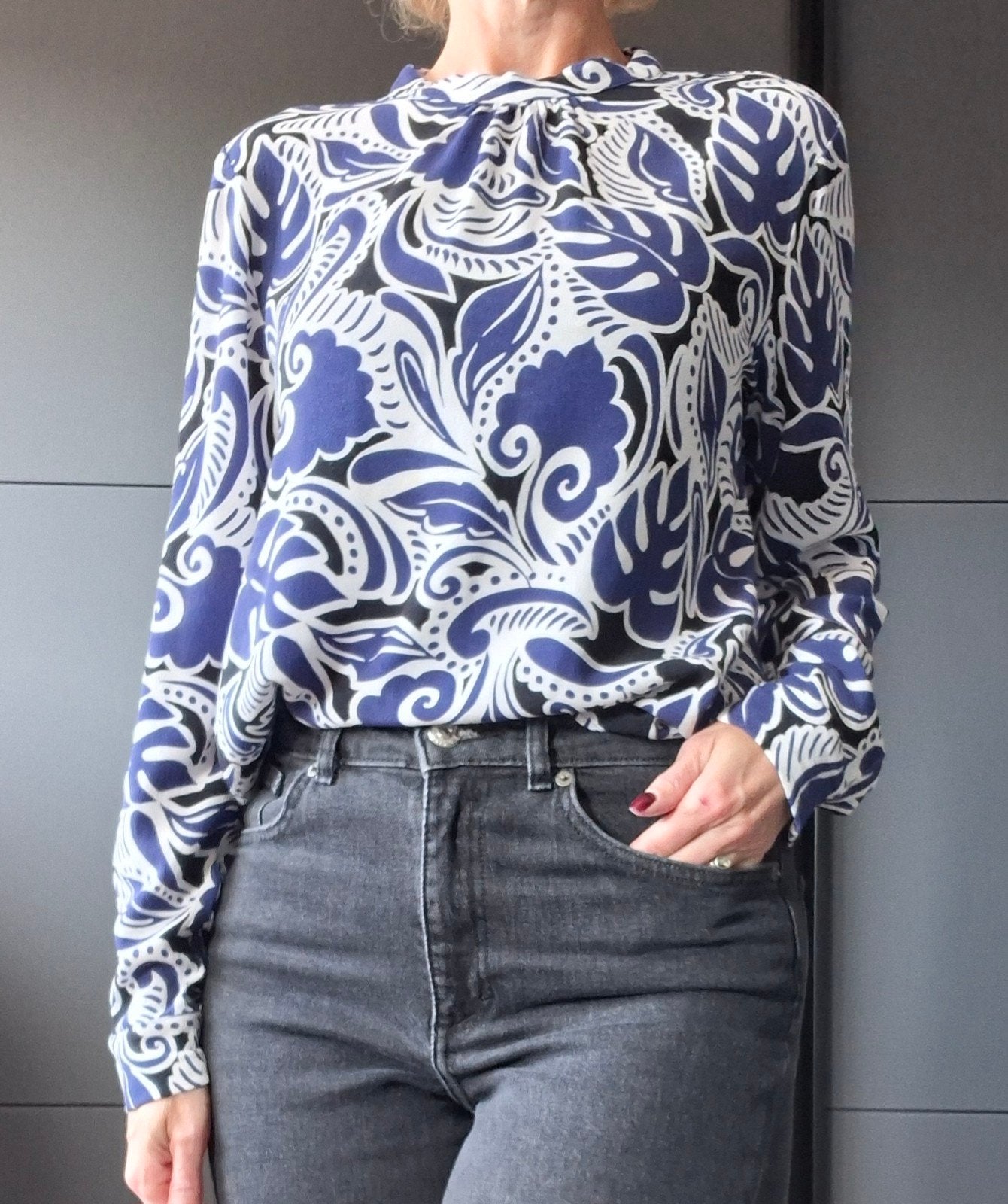 Studio Anneloes blouse maat M | Blauw / zwart / wit | Viscos, Maat 38/40 (M), Studio Anneloes, Zo goed als nieuw, Meerkleurig