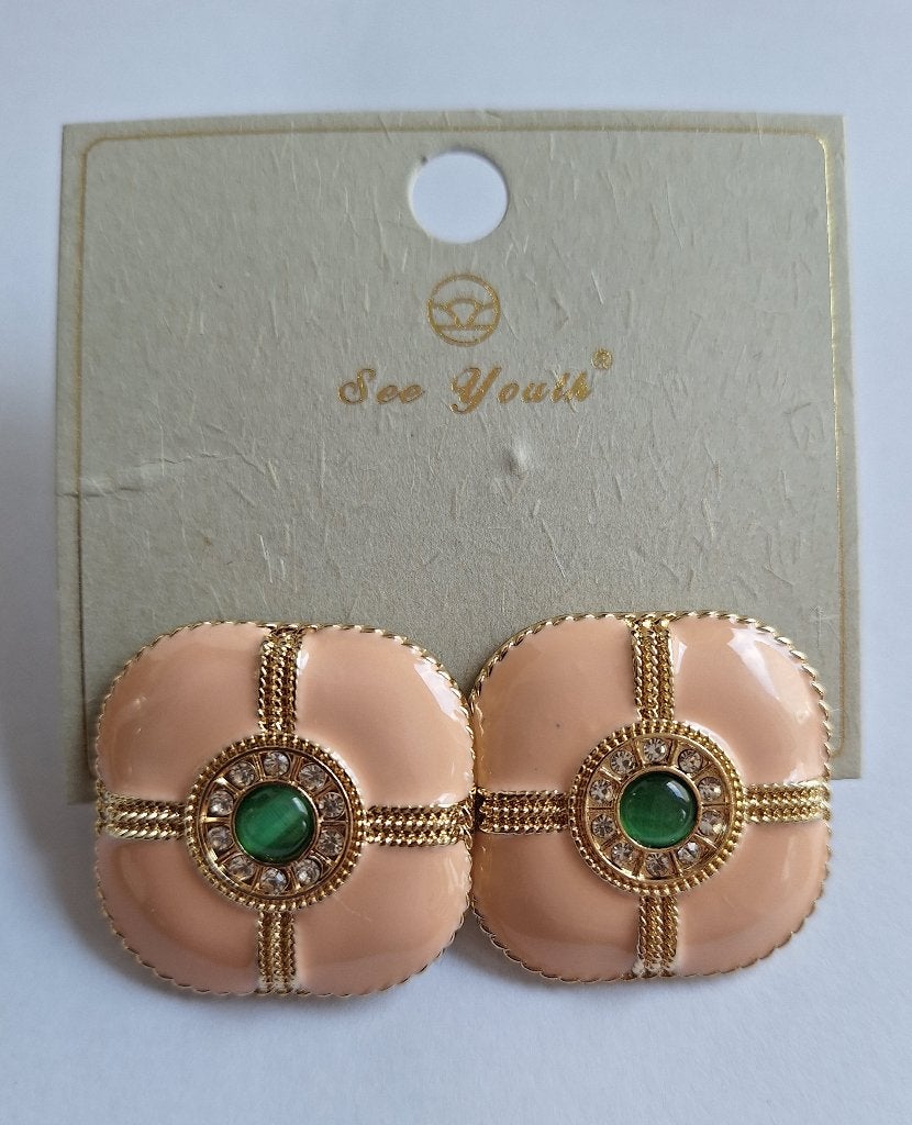 See Youth licht zalm oranje vierkante steker oorbellen, Sieraden, Tassen en Uiterlijk, Oorbellen, Overige materialen, Nieuw, Oranje