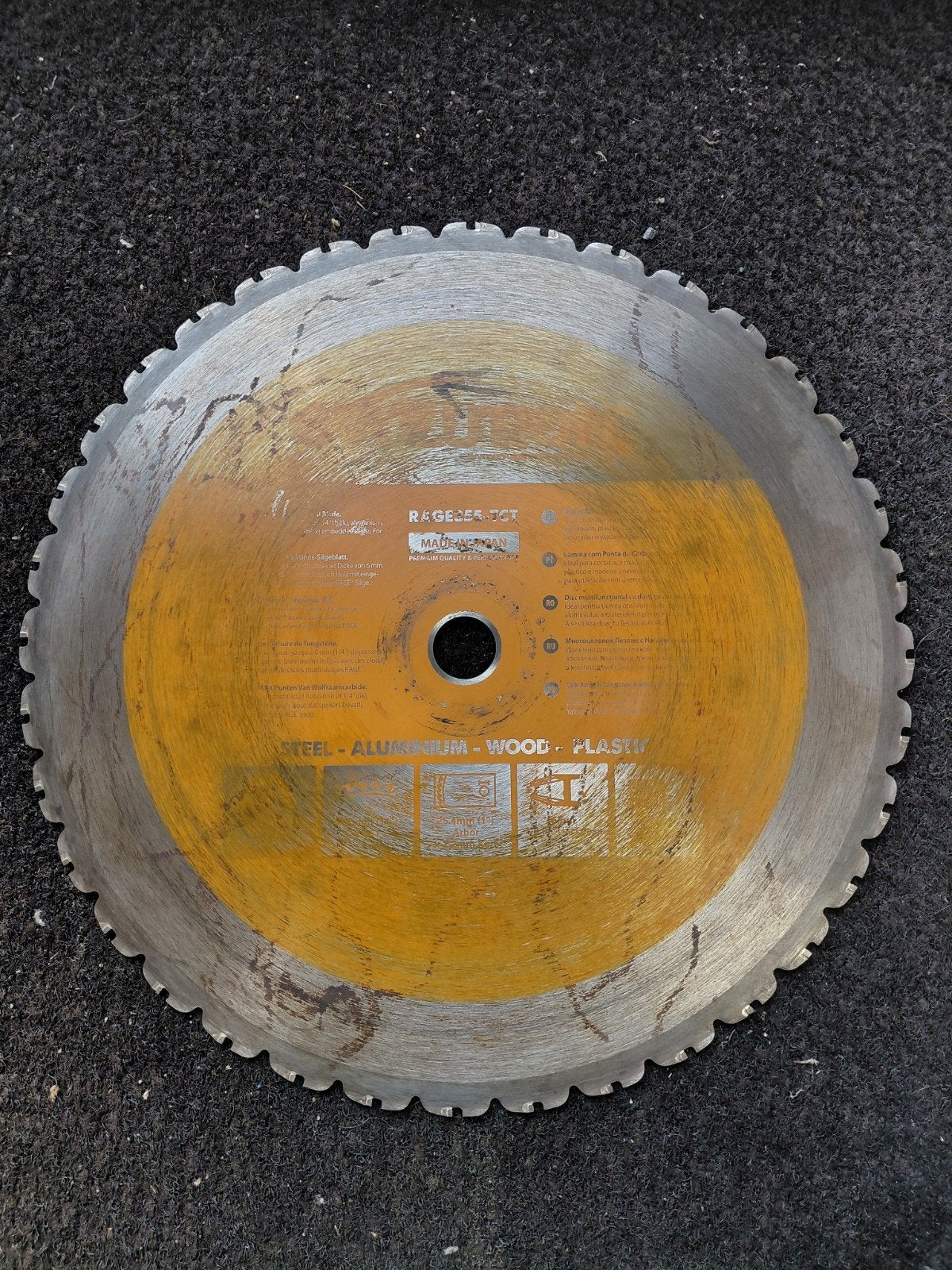 Evolution rage355-tct zaagblad 355 x 25,4 x 2,2mm, Gebruikt, Verzenden, Afkortzaag, 30 tot 70 mm