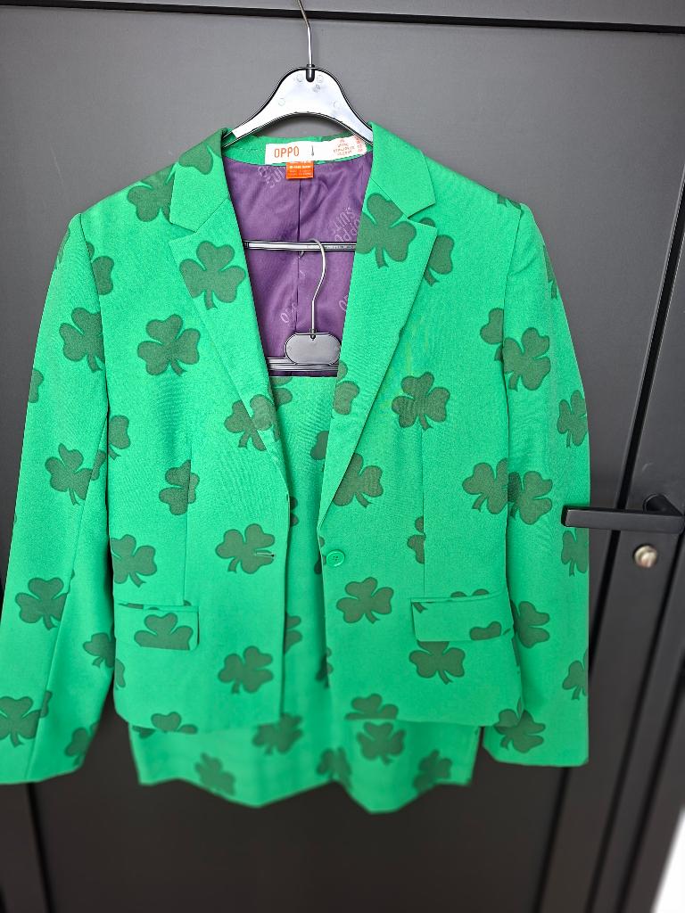 opposuits gelegenheids pak groen, klavertje 4, Opposuits, Ophalen of Verzenden, Zo goed als nieuw