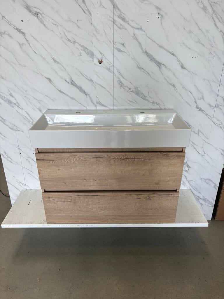 Badkamermeubel 100cm XXL – French Oak – Keramische wastafe, H&R badmeubelen, Wltradingnl@outlook.com, Nieuw, Minder dan 100 cm