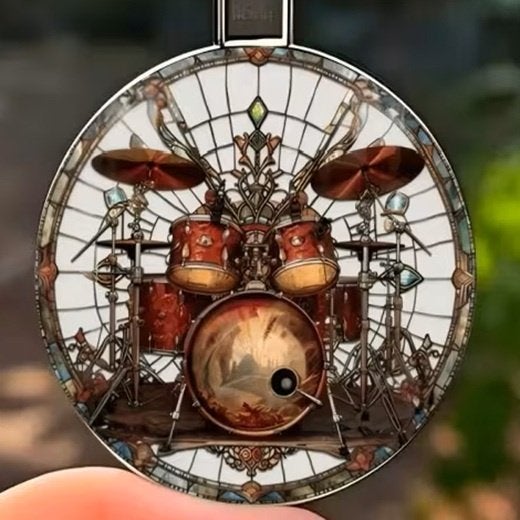 Cabochon Glashanger Drumstel incl ketting 60cm., Ophalen of Verzenden, Nieuw, Zilver, Overige materialen