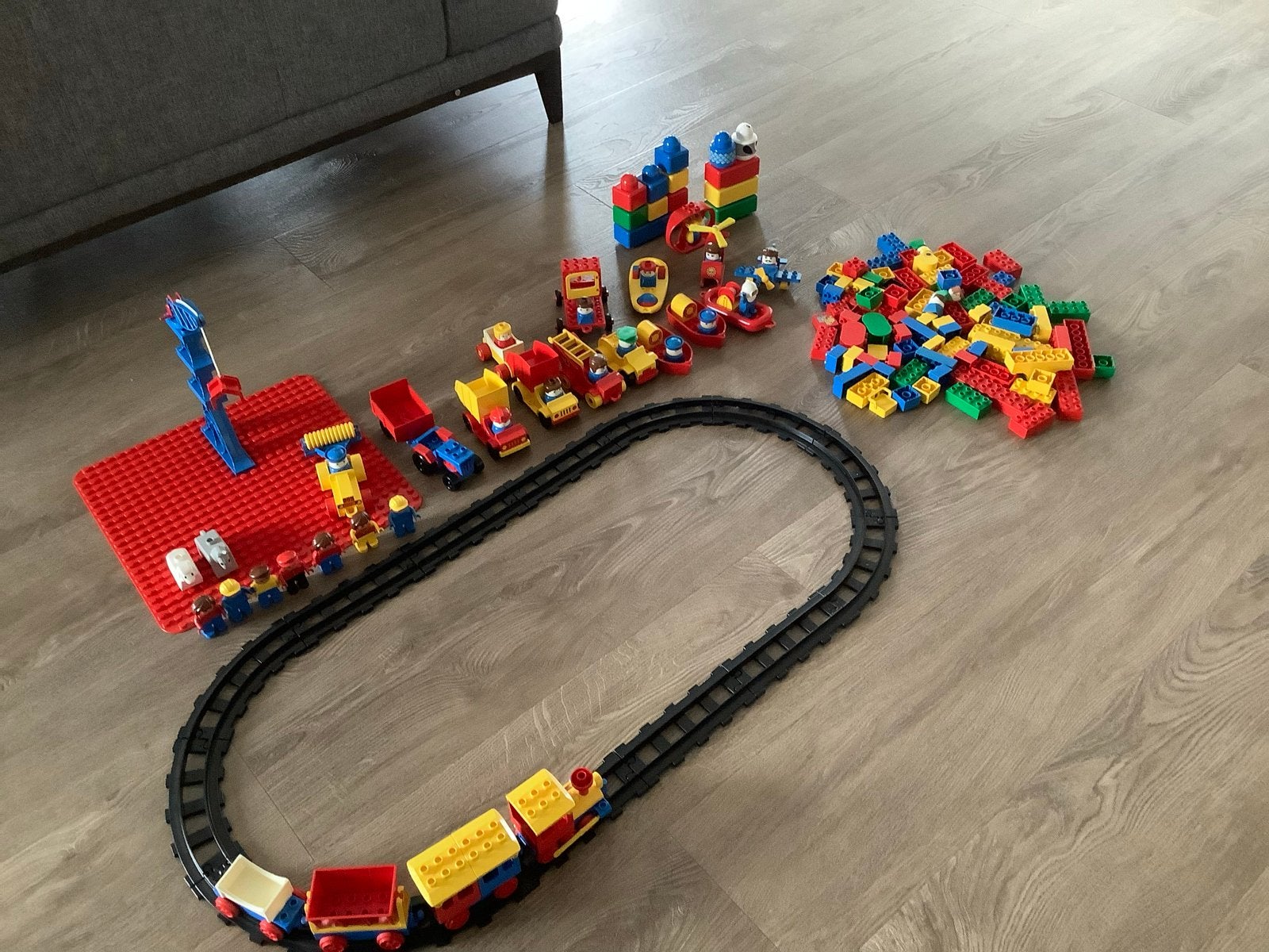 Grote set Duplo Lego: Trein, voertuigen, poppetjes & blokken, Ophalen, Gebruikt, Overige merken