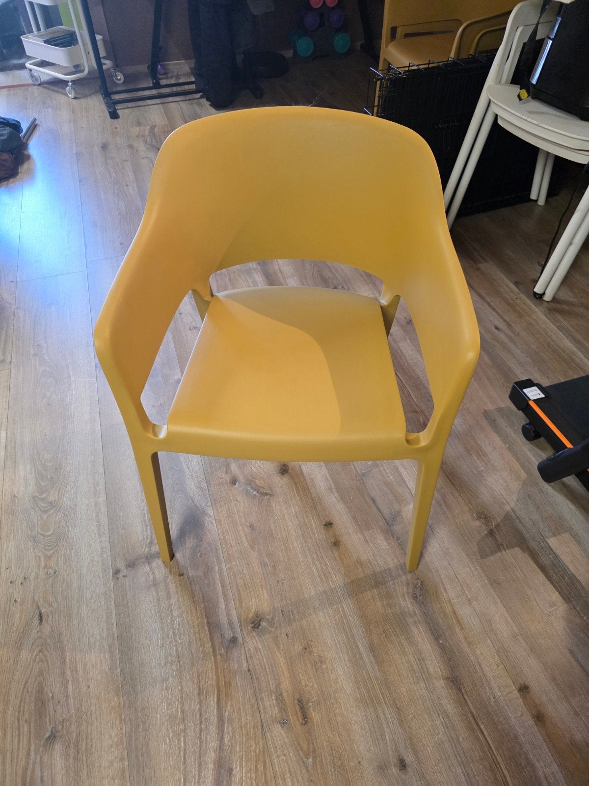 Set van 3 gele kunststof stoelen, Huis en Inrichting, Stoelen, Ophalen, Kunststof, Gebruikt, Overige kleuren