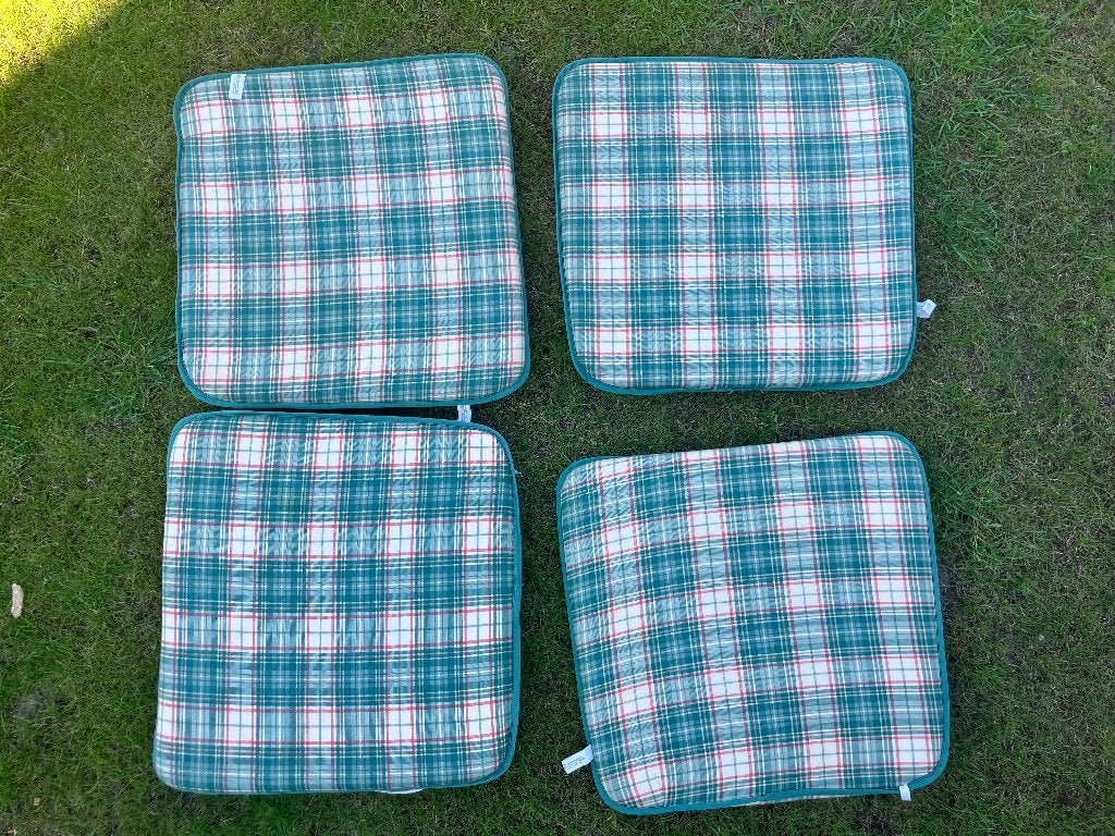 4 st tuinkussen ruitmotief, in nieuwstaat, samen voor 10,00, Tuin en Terras, Tuinmeubel-accessoires, Ophalen, Gebruikt