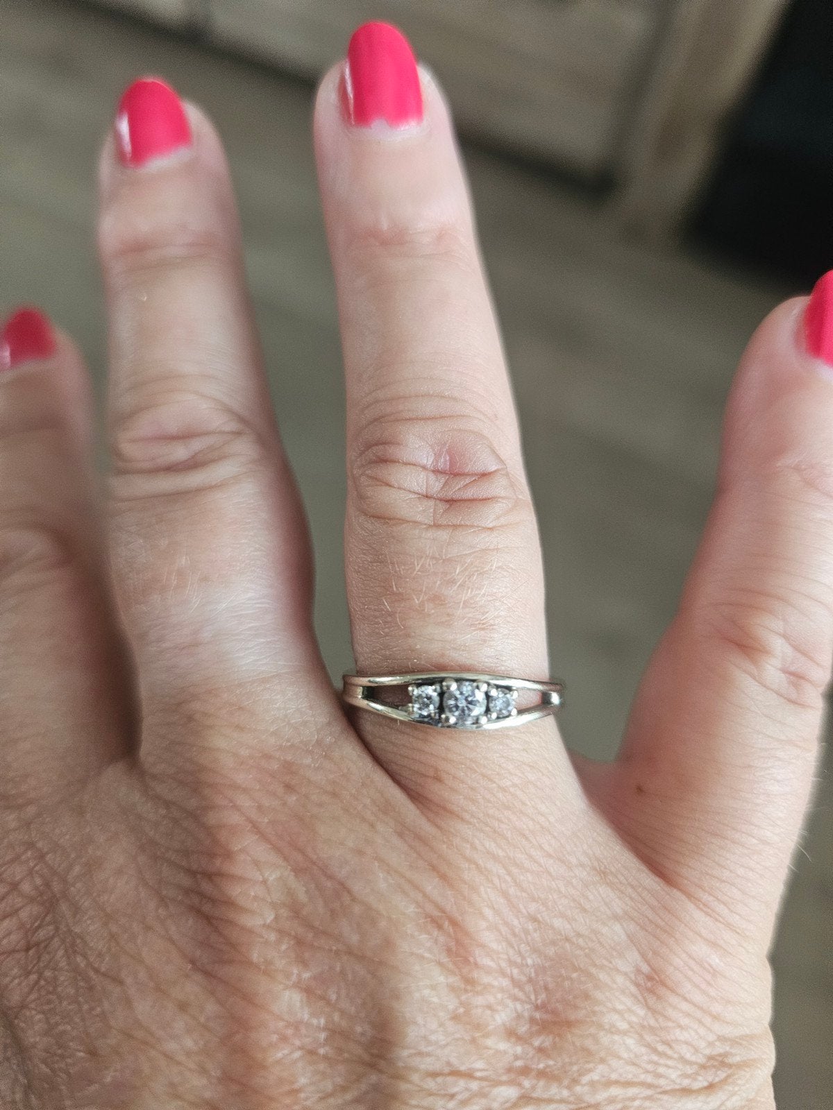 prachtige witgouden ring met 3 echte diamanten. maat 54, Wit, Ophalen of Verzenden, Dame, Goud