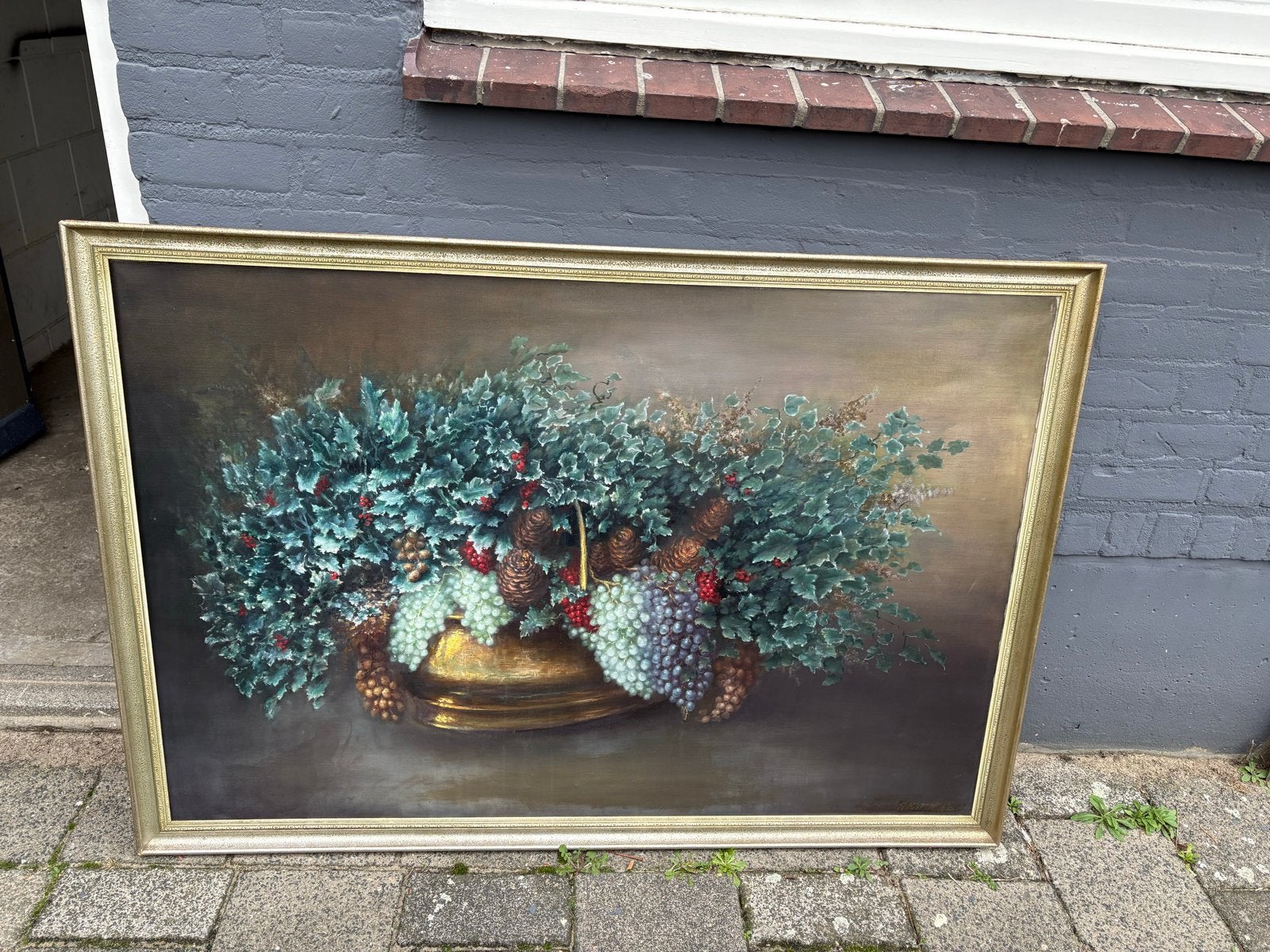 Schilderij K. Kos Koolhaalder - Stilleven Hulst, Ophalen, Doek, Stilleven, Gesigneerd