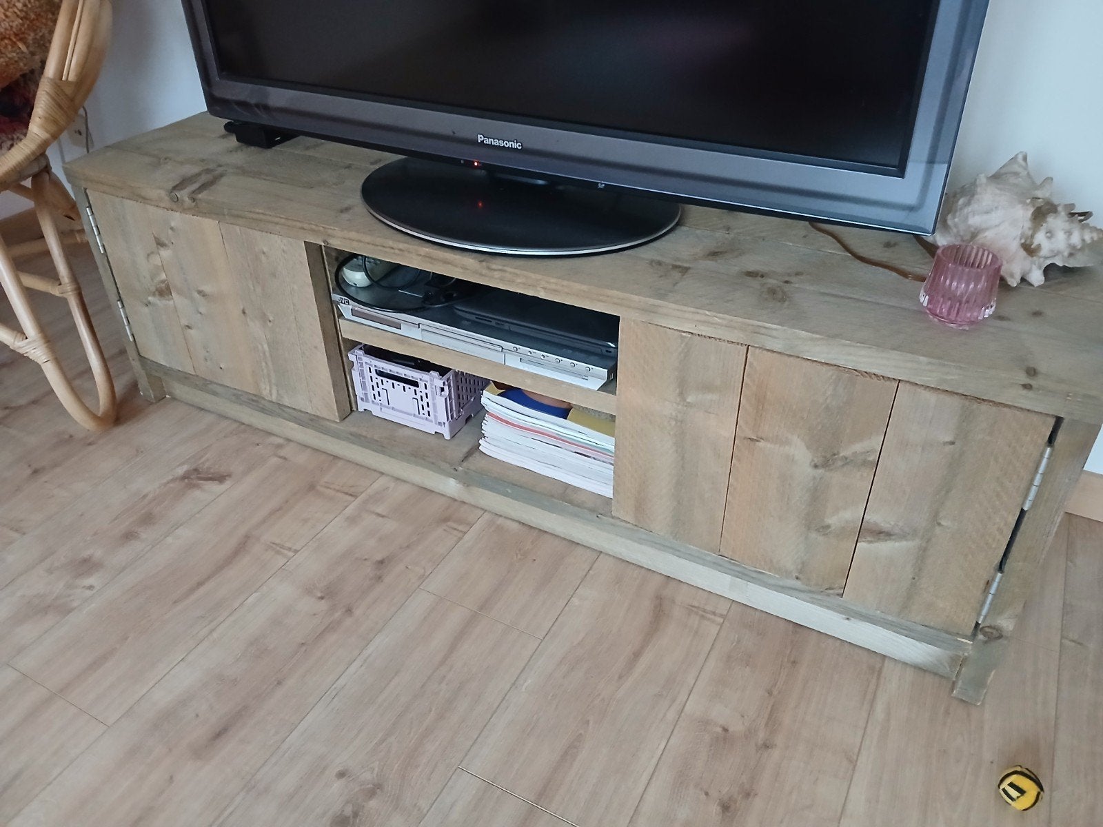 Steigerhout TV meubel, Gebruikt, 100 tot 150 cm, Ophalen of Verzenden, Minder dan 100 cm