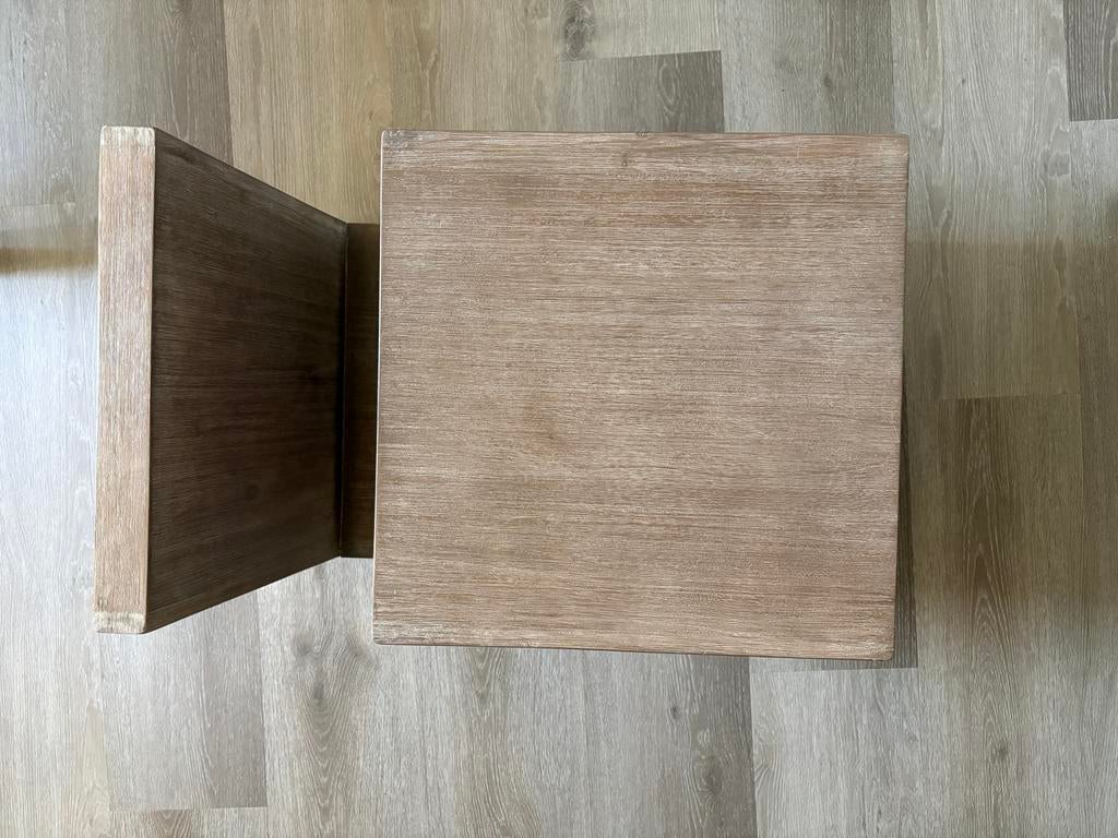 Houten bijzettafel/magazinehouder, vergrijsd hout, Ophalen, Minder dan 45 cm, 55 tot 75 cm, Zo goed als nieuw