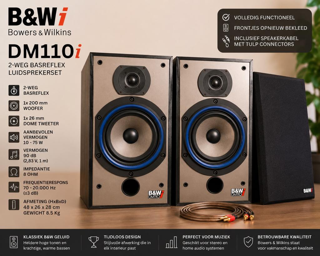 Bowers and Wilkins B&W DM110i luidsprekerset, Ophalen, 60 tot 120 watt, Front, Rear of Stereo speakers, Bowers & Wilkins (B&W)