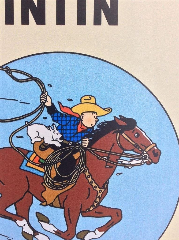 cowboy KUIFJE Metalen Wandbord tintin strip kado, Verzenden, Kuifje, Nieuw, Beeldje of Figuurtje